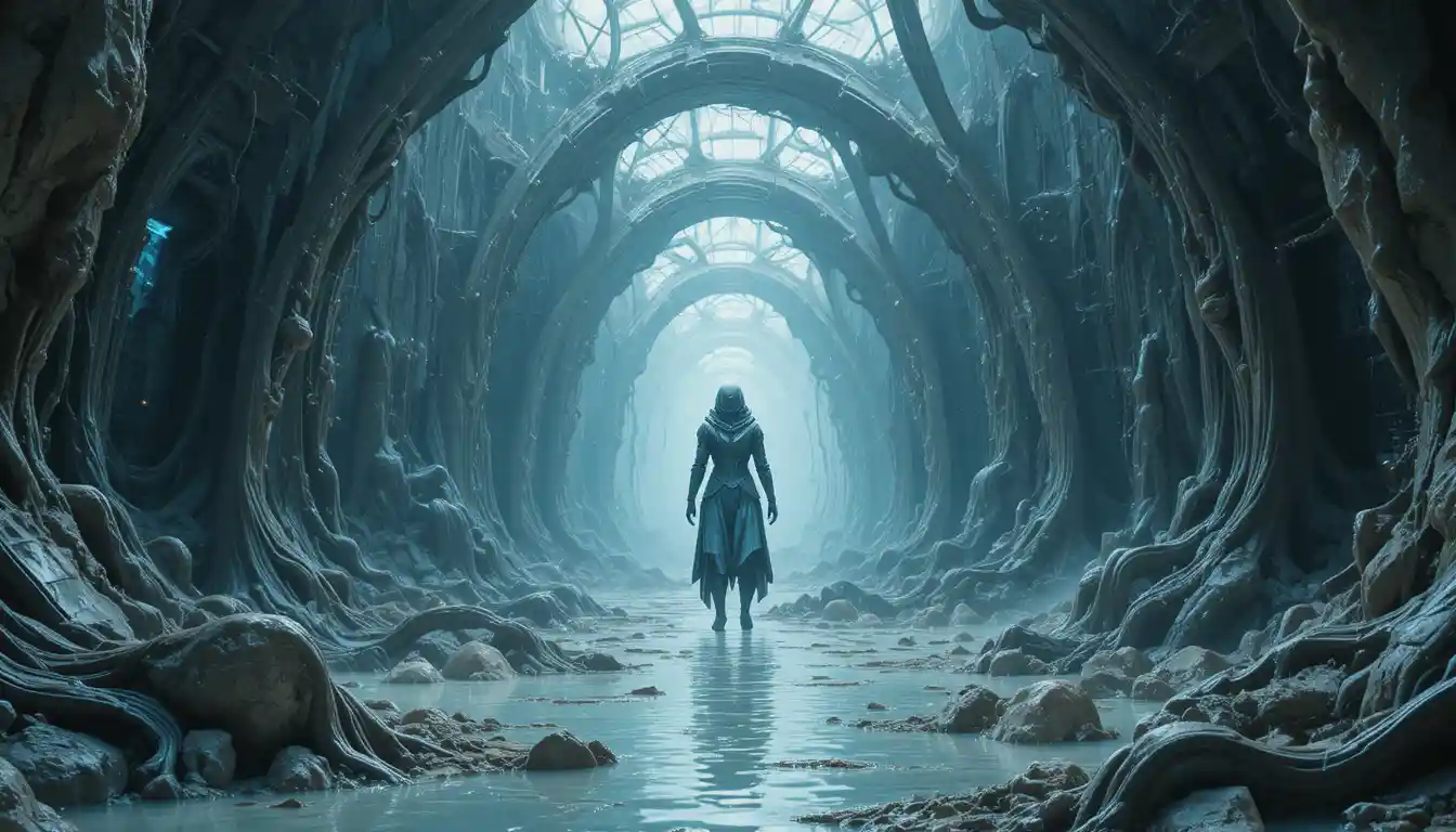 Biomorphic Latex World Rendered As Cinematic Game Concept Art