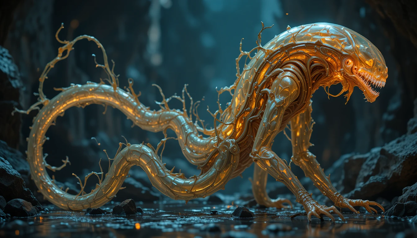 Symbiote alien en latex aux tentacules tubulaires ramifiés