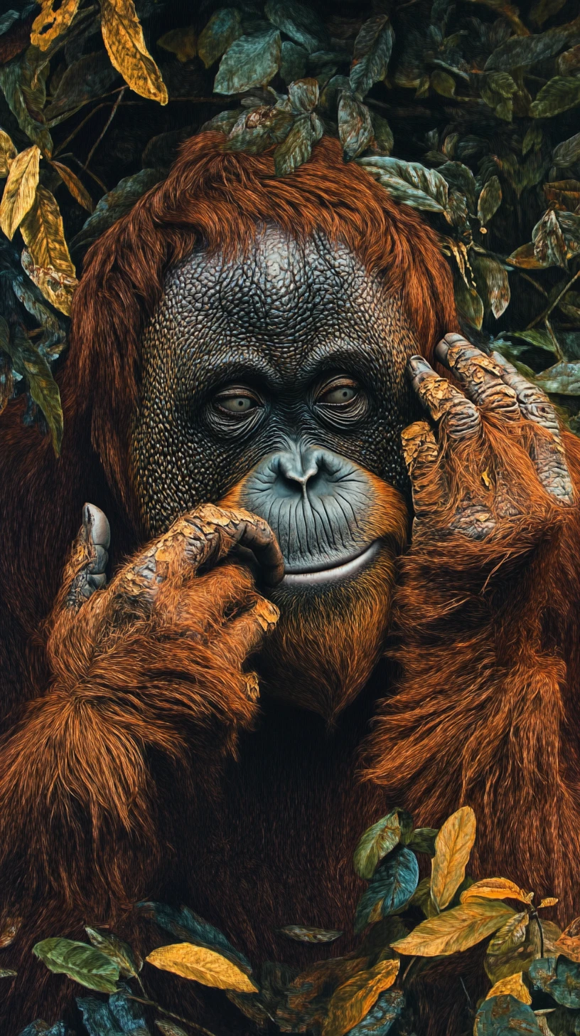Illusione surreale di un orangutan in una scena ingannevole