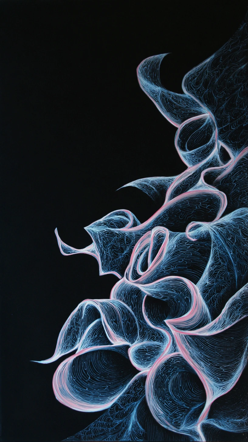Silhouette humaine à l’encre noire avec motifs gravés lumineux