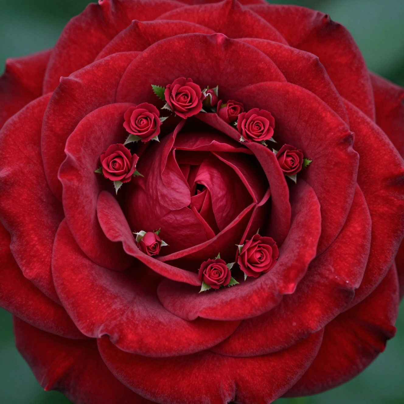 Gros plan macro d’une rose rouge fractale en pleine floraison
