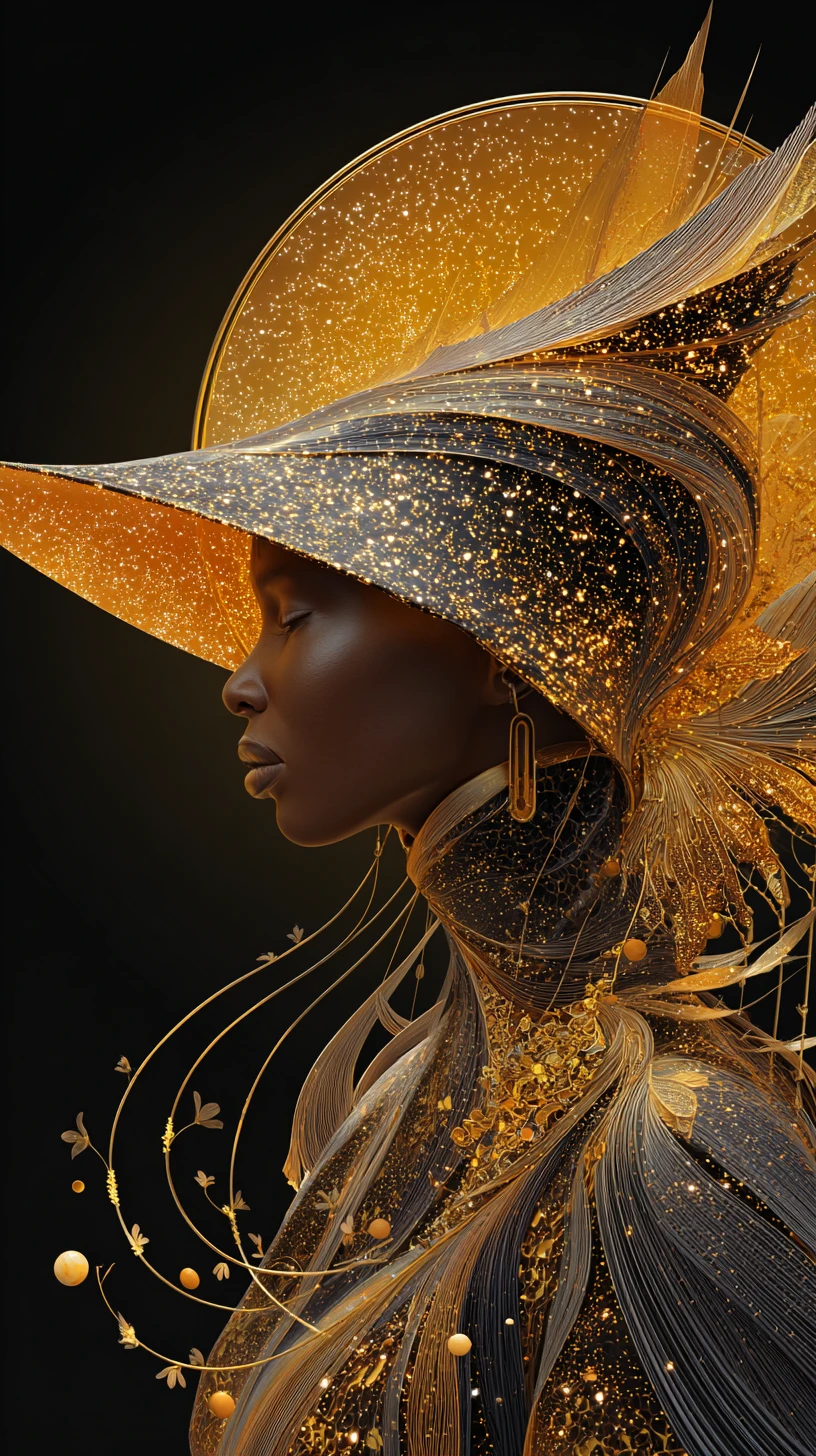 Retrato cósmico de perfil de uma mulher elegante e radiante