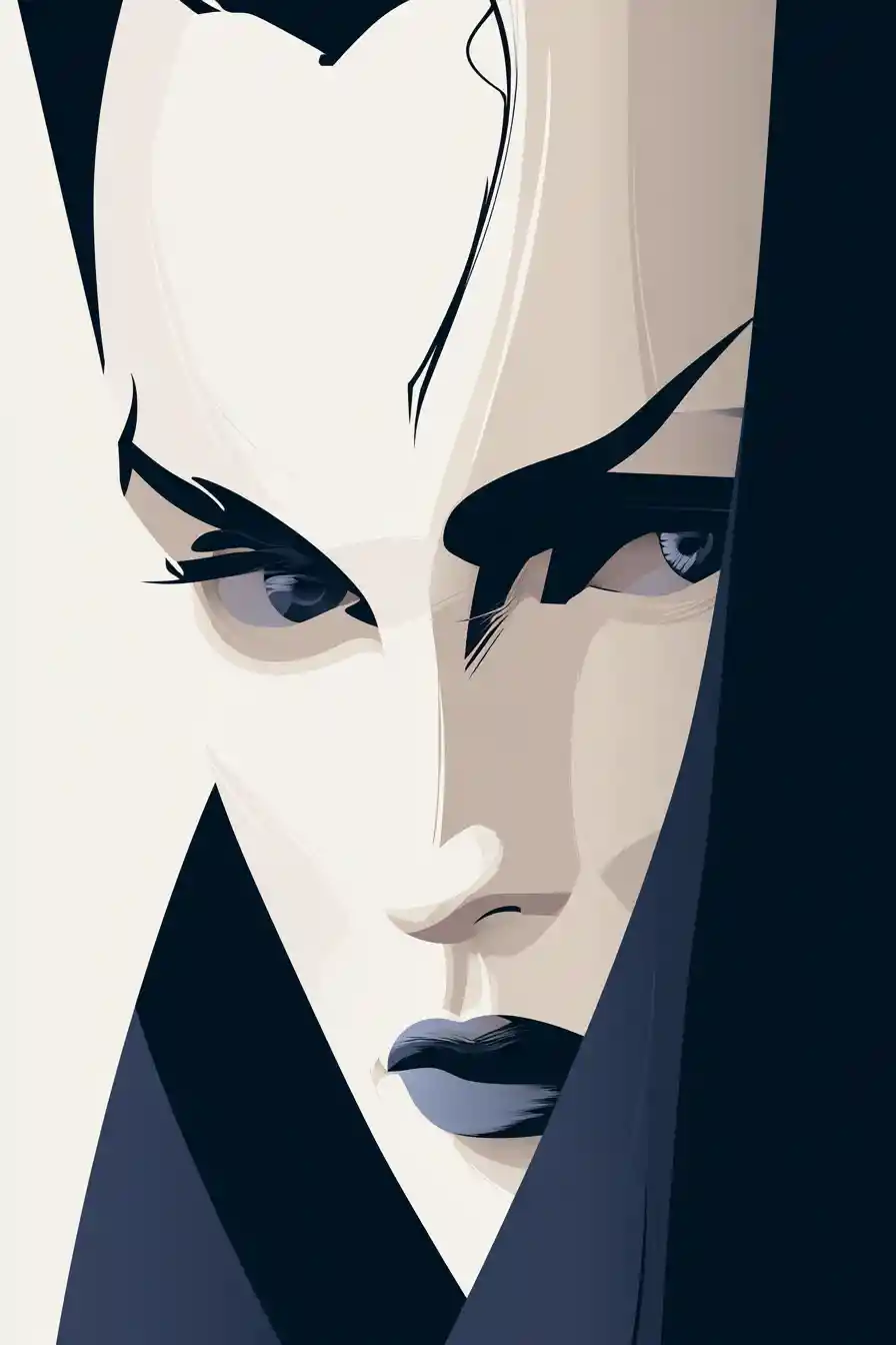 Portrait vectoriel minimaliste avec design géométrique audacieux du personnage