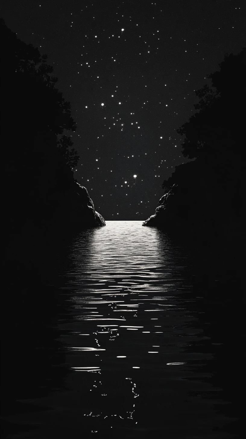 Fiume luminoso che attraversa un paesaggio di orologi surreale