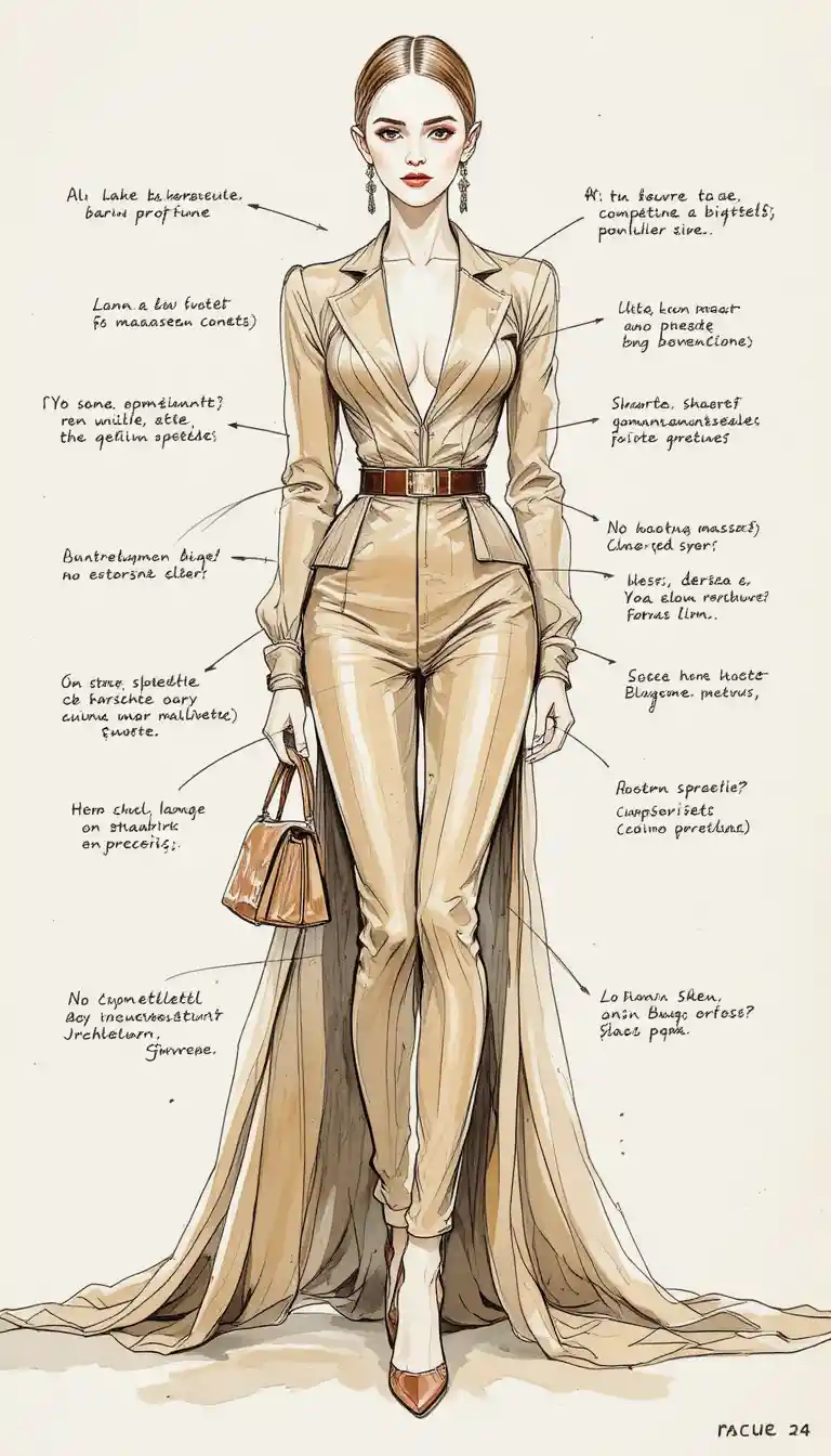 Elegante illustrazione di moda su carta color crema da sketchbook