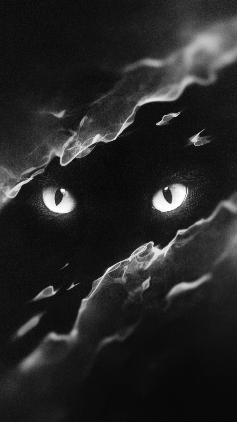 Des yeux lumineux émergeant d’une vaste obscurité vide