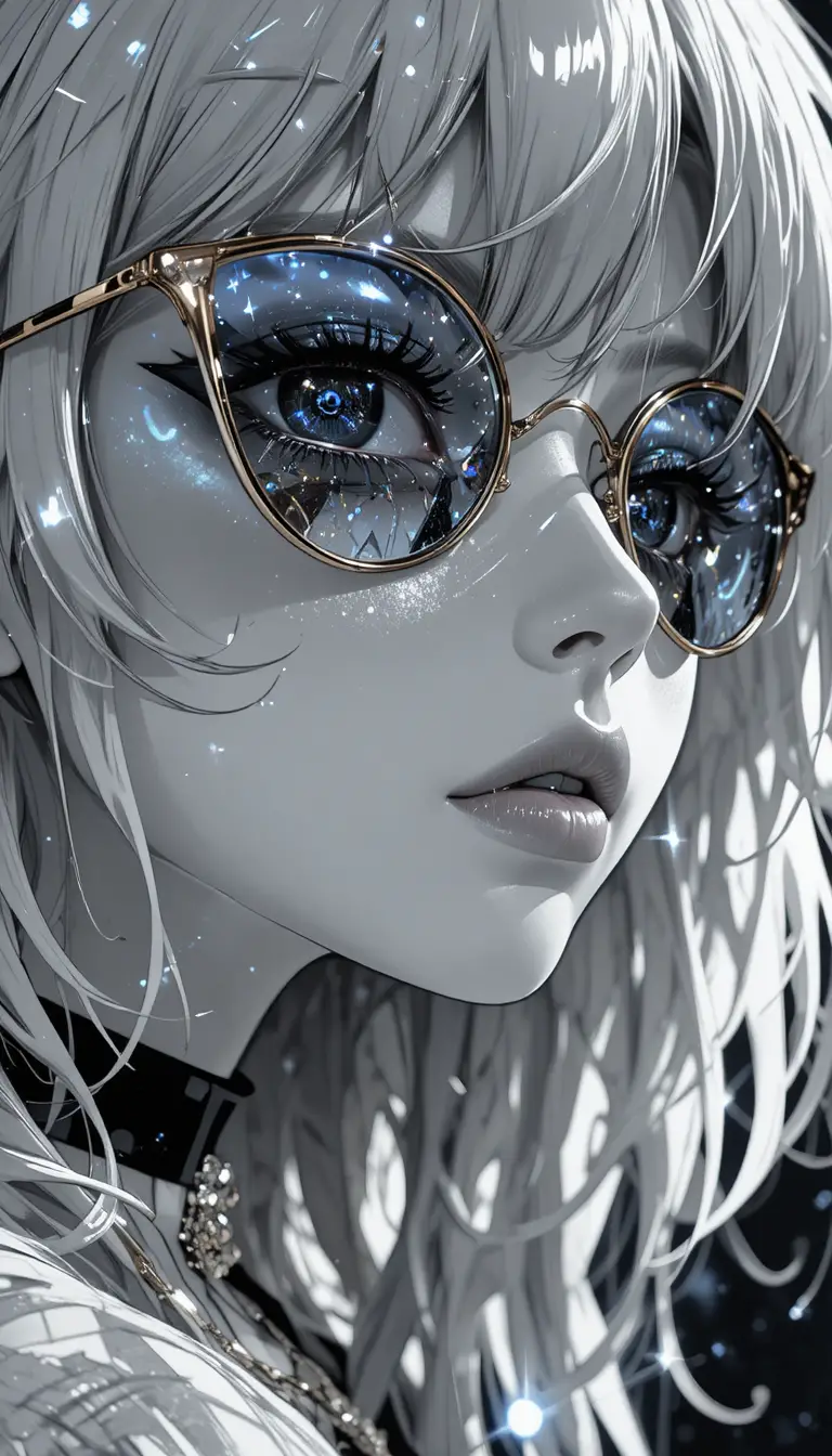 戴星星造型太陽眼鏡的動漫女孩近景