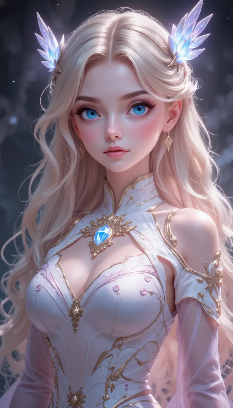 Ragazza anime alata guaritrice in abito divino bianco e rosa