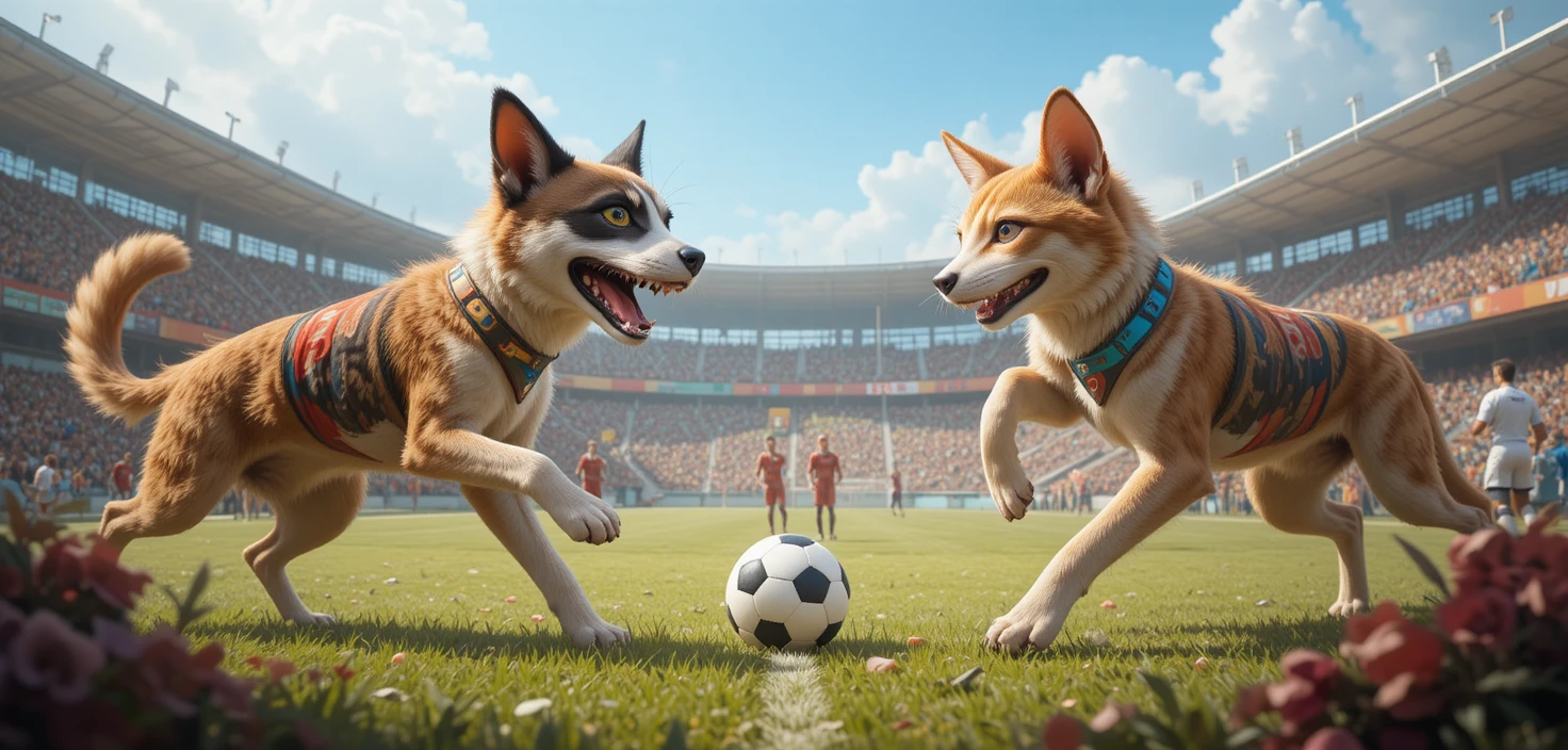 Cães de Rua Enfrentam Gatos de Rua na Final da Copa do Mundo Animal