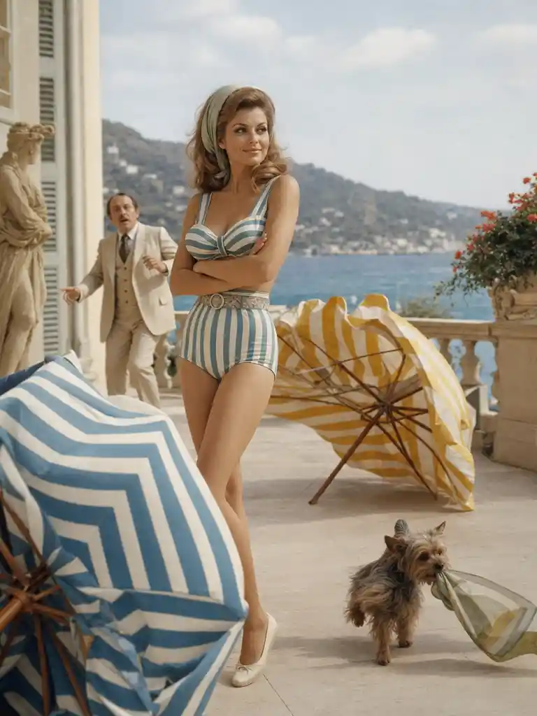 Elegante Gräfin in einer retro-französischen sinnlichen Kinoszene