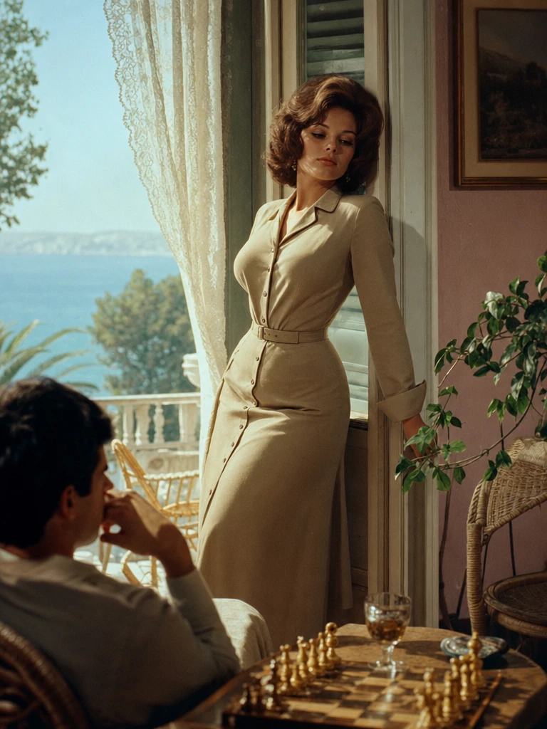 Femme élégante au style français dans une douce lumière cinématographique