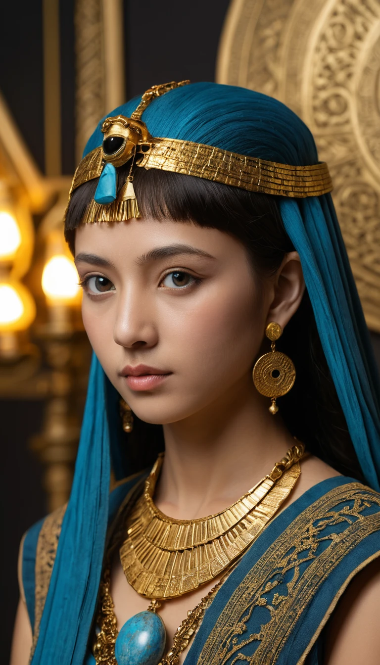 戶外古埃及女王造型的亞洲女子