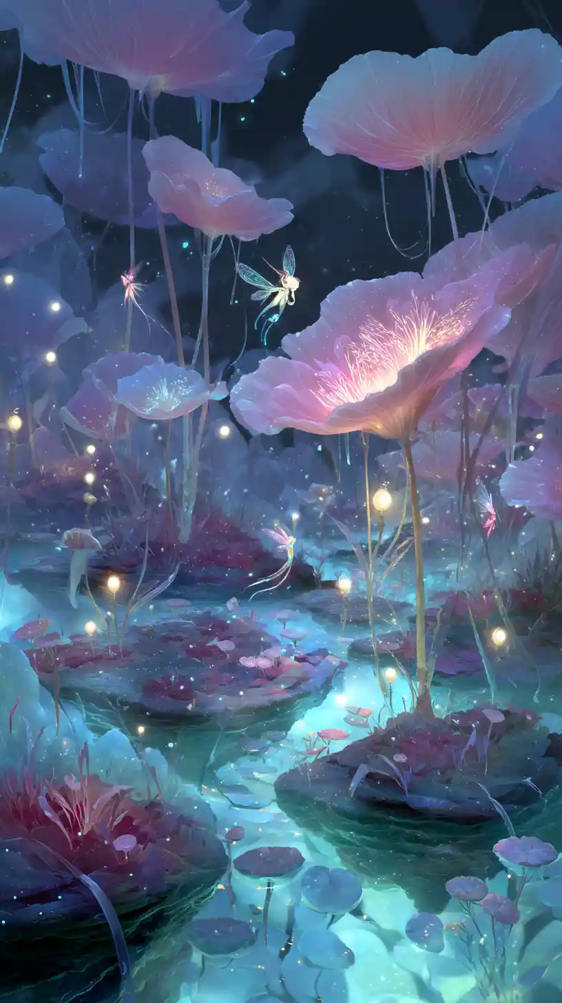 Floating Fairy Gardens In A Twilight Fantasy Sky