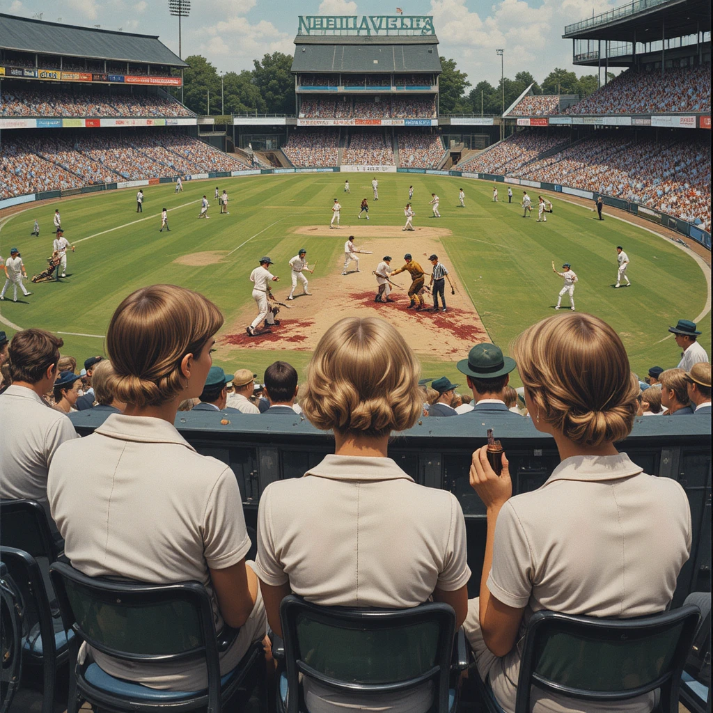 Teen girls watching a violent caricatured cricket match