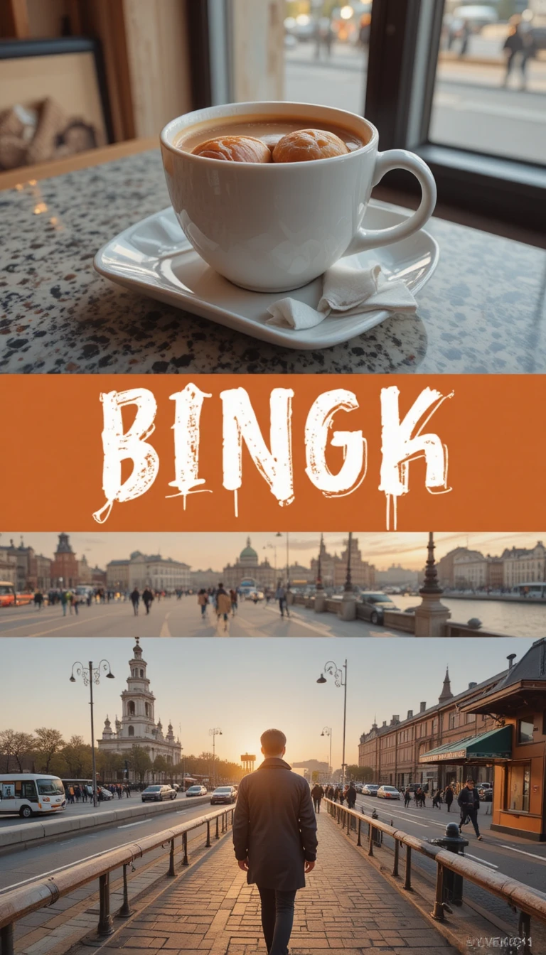 Bevanda accogliente in un caffè su un caldo tavolo in granito a Minsk