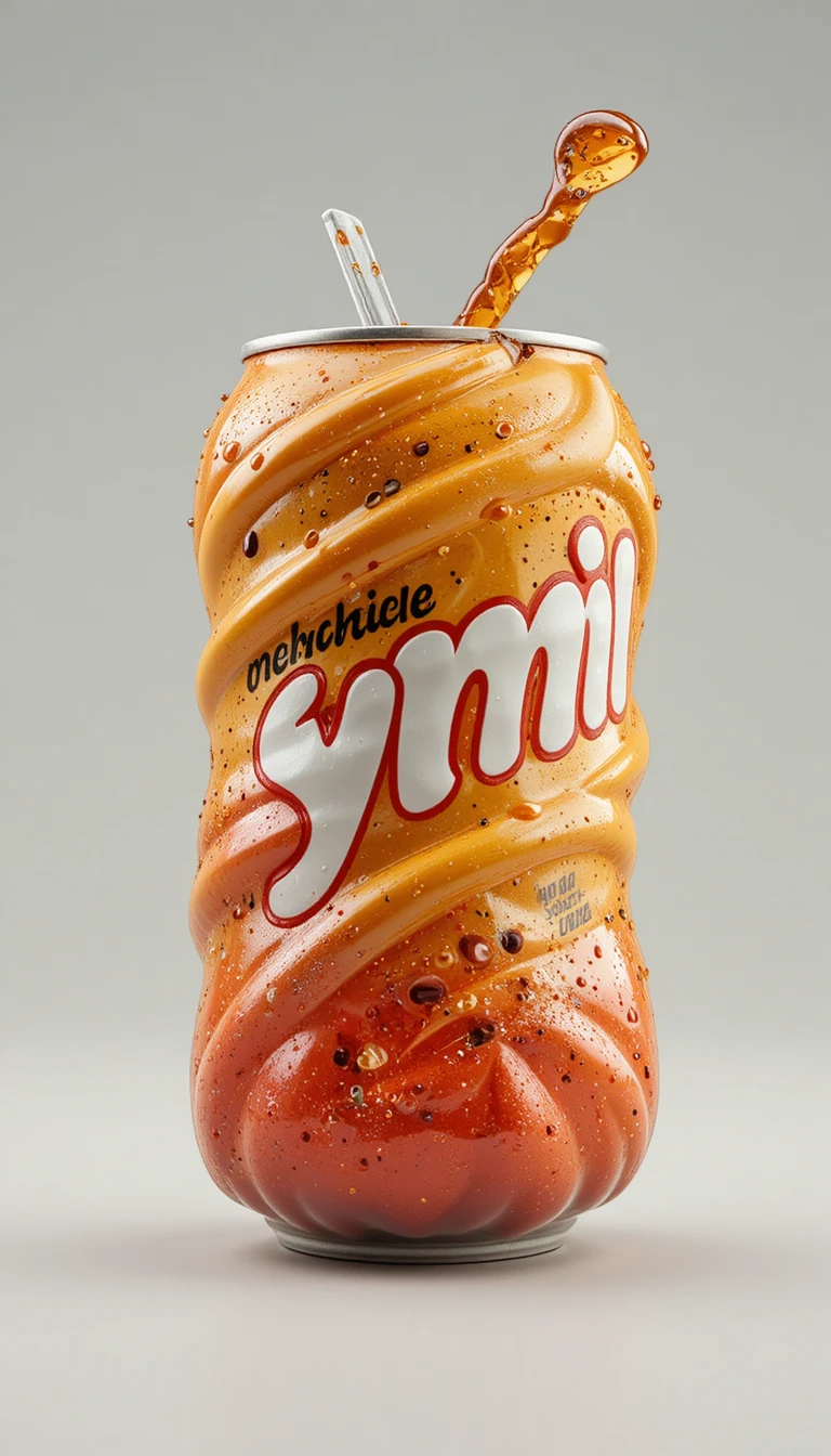 Affiche surréaliste 3D de canette de soda écrasée sous la pression