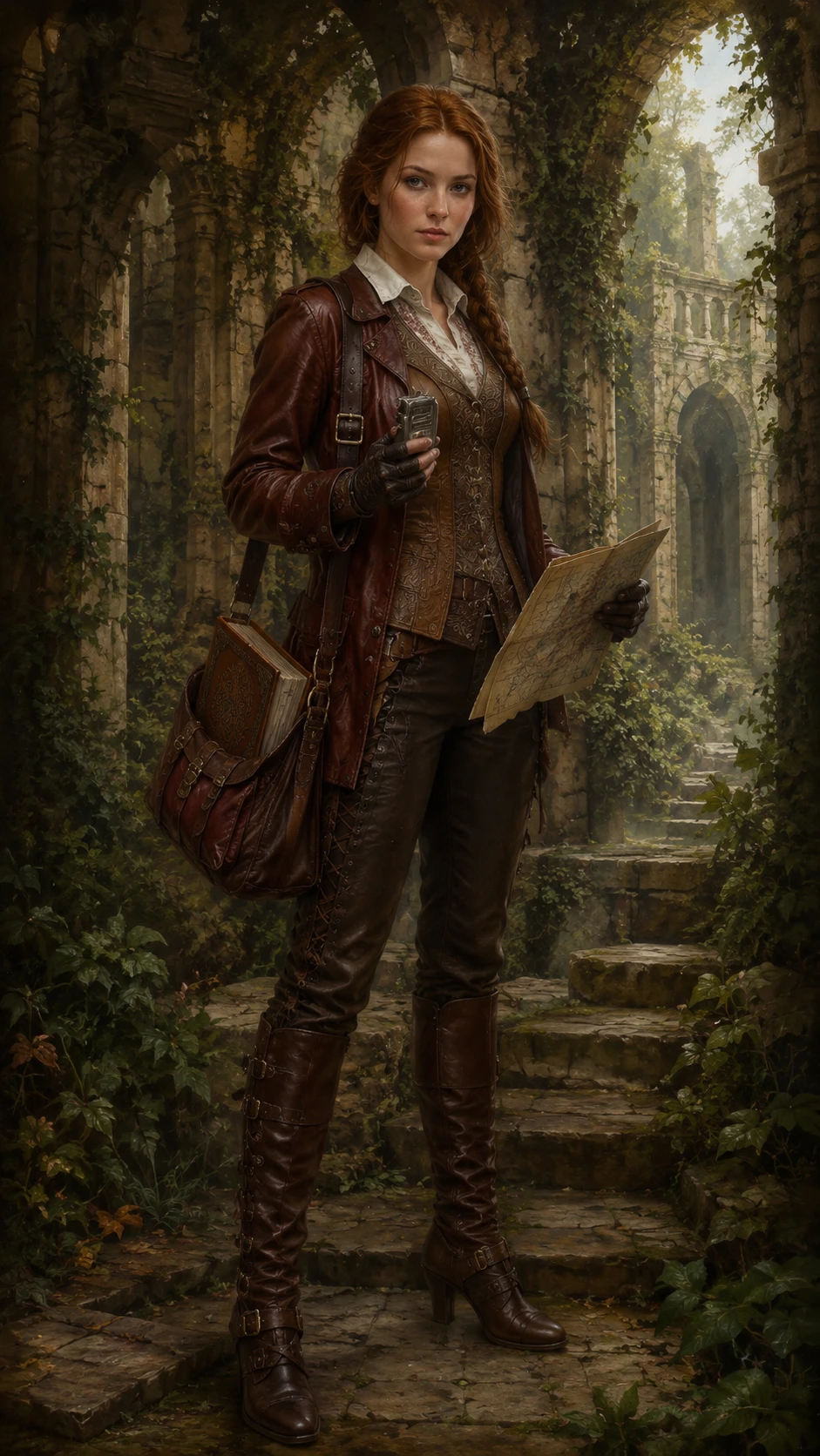 Portrait en pied d’une jeune femme de style Renaissance