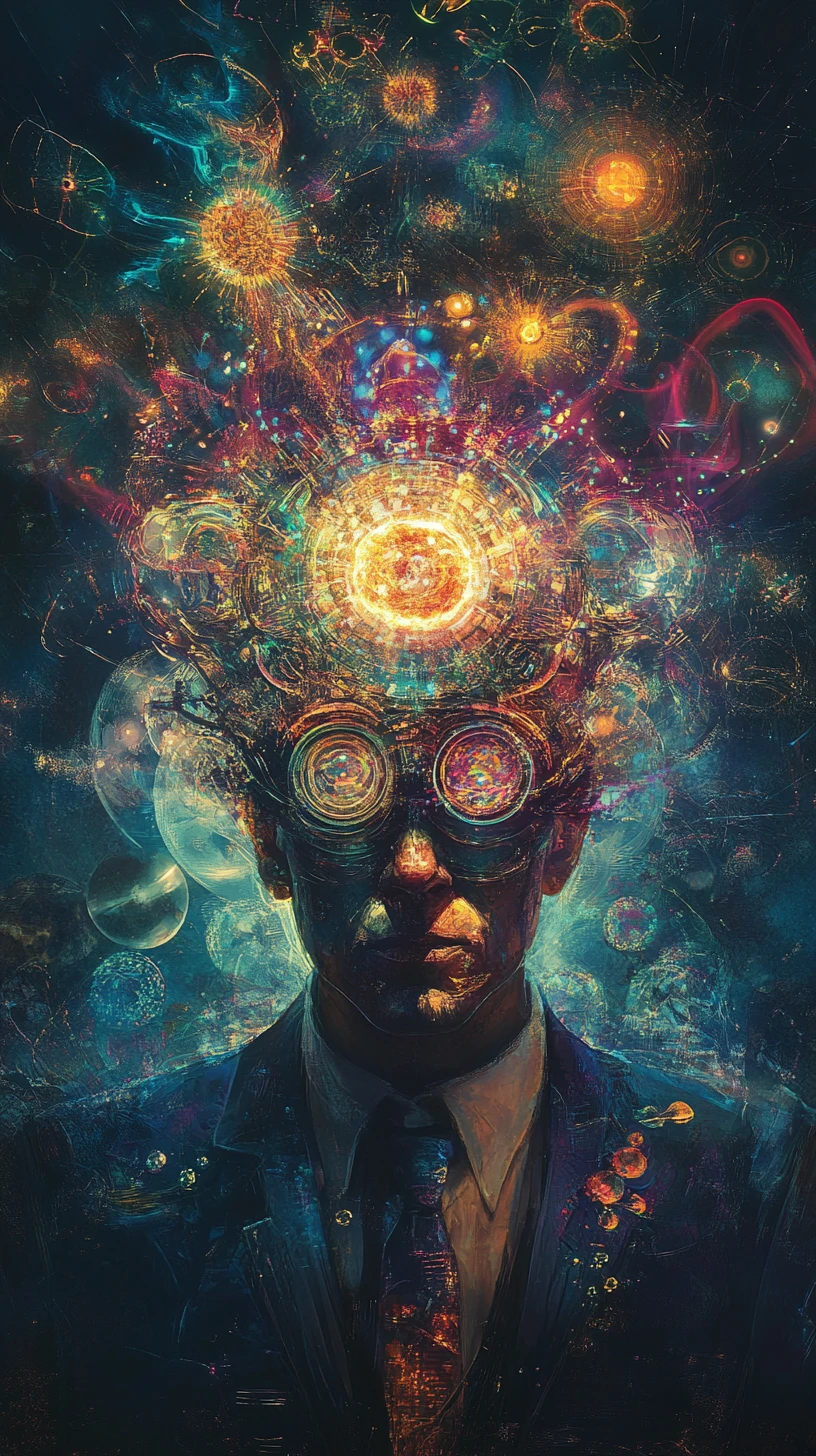 Homem misterioso com lógica hipnótica e mente nuclear