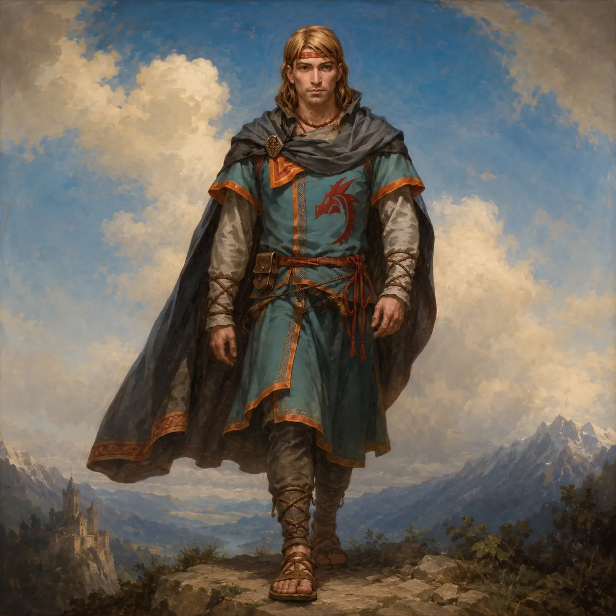 Junger Fantasy-Mann in einem Renaissance-Porträtgemälde