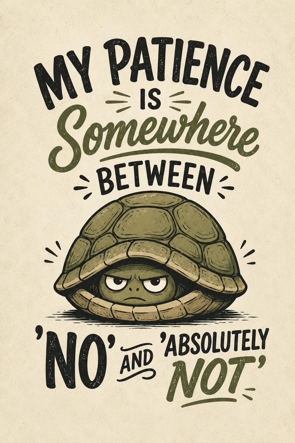 Citation de tortue cartoon espiègle rentrant dans sa carapace