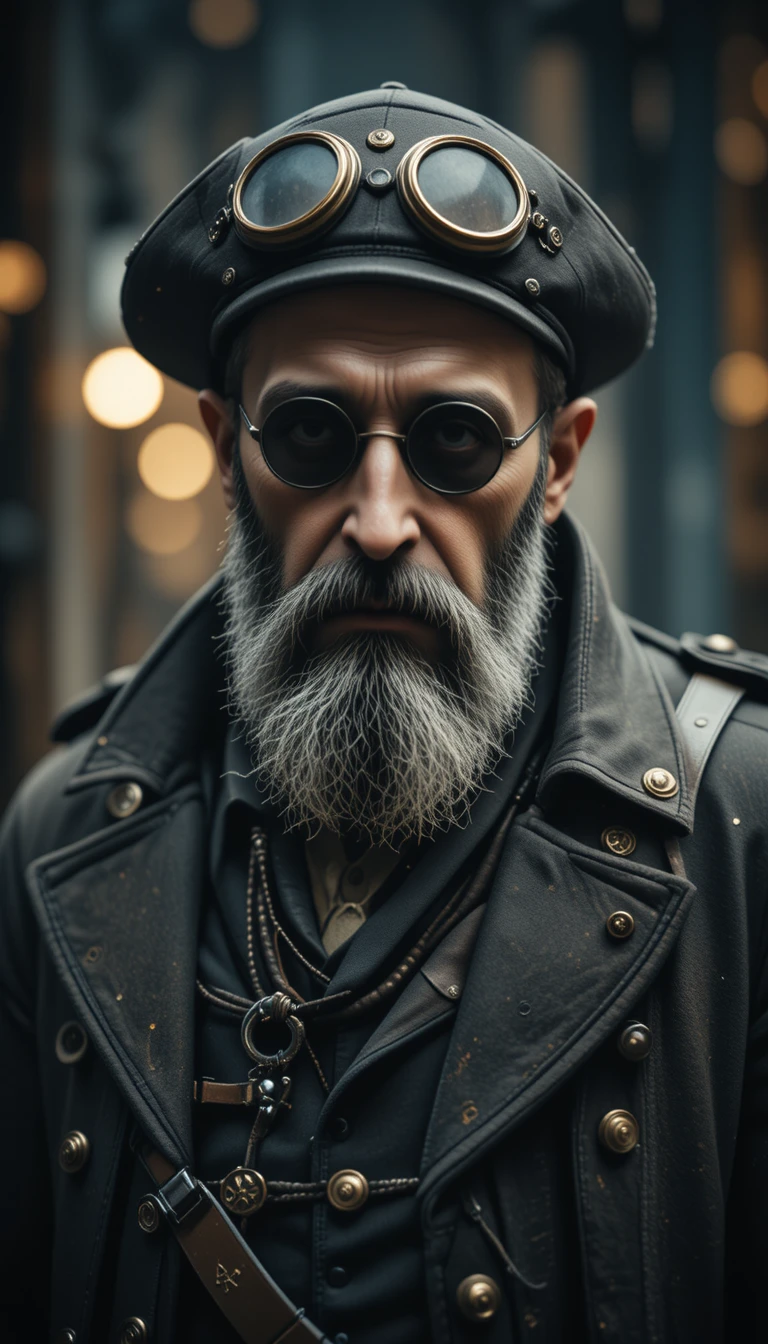 Capitão Pirata Steampunk com Bengala-Espada e Cartola Côco