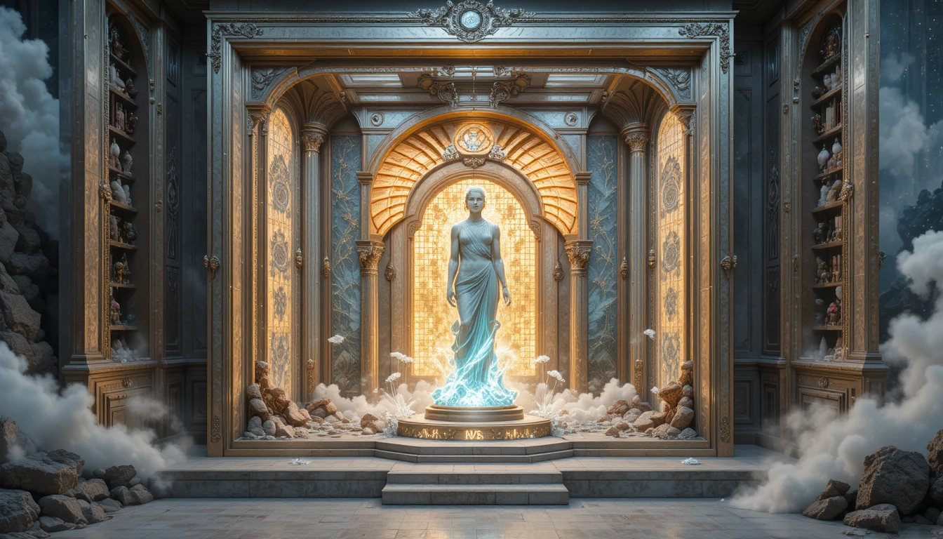 Futuristische 3D-Wandkunst mit leuchtendem abstraktem Quadrat