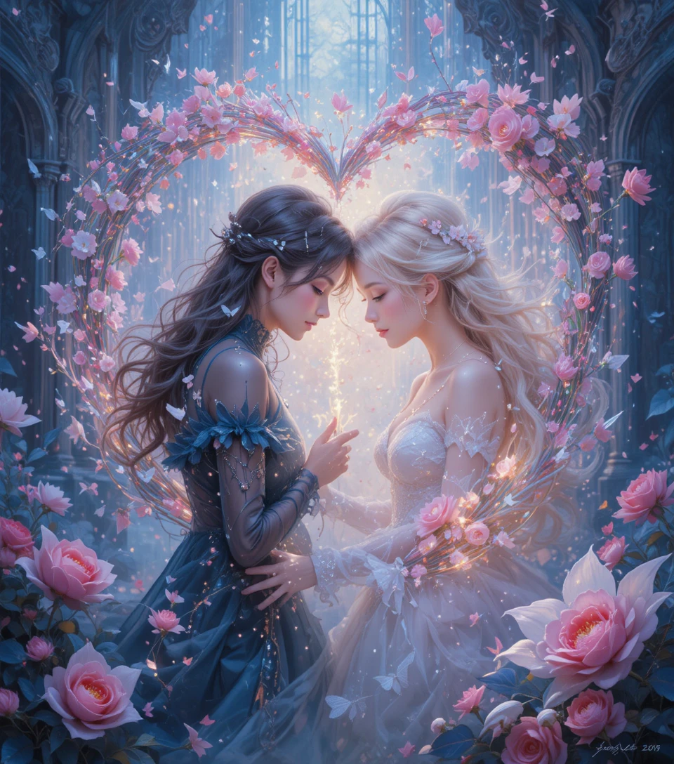 Scena fantasy romantica in stile pittura digitale espressiva