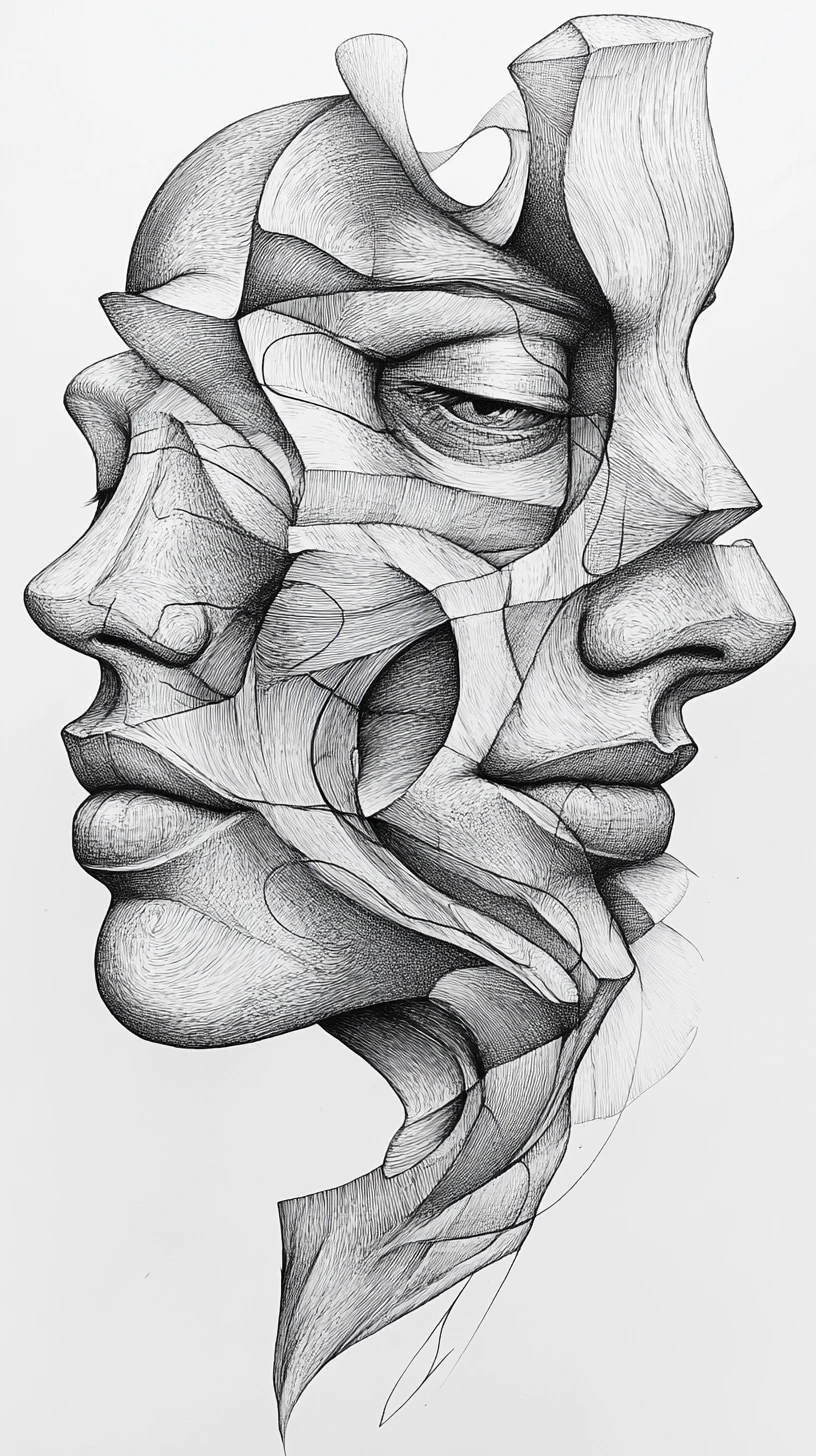 Forma abstracta simétrica con dos caminos internos divergentes