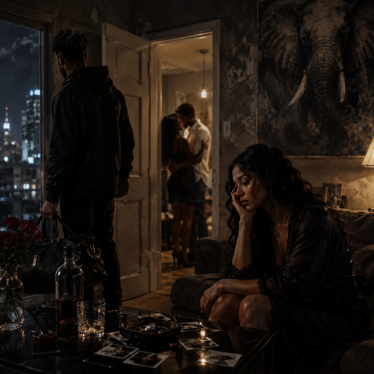 Heartbroken woman standing alone in an emotional moment