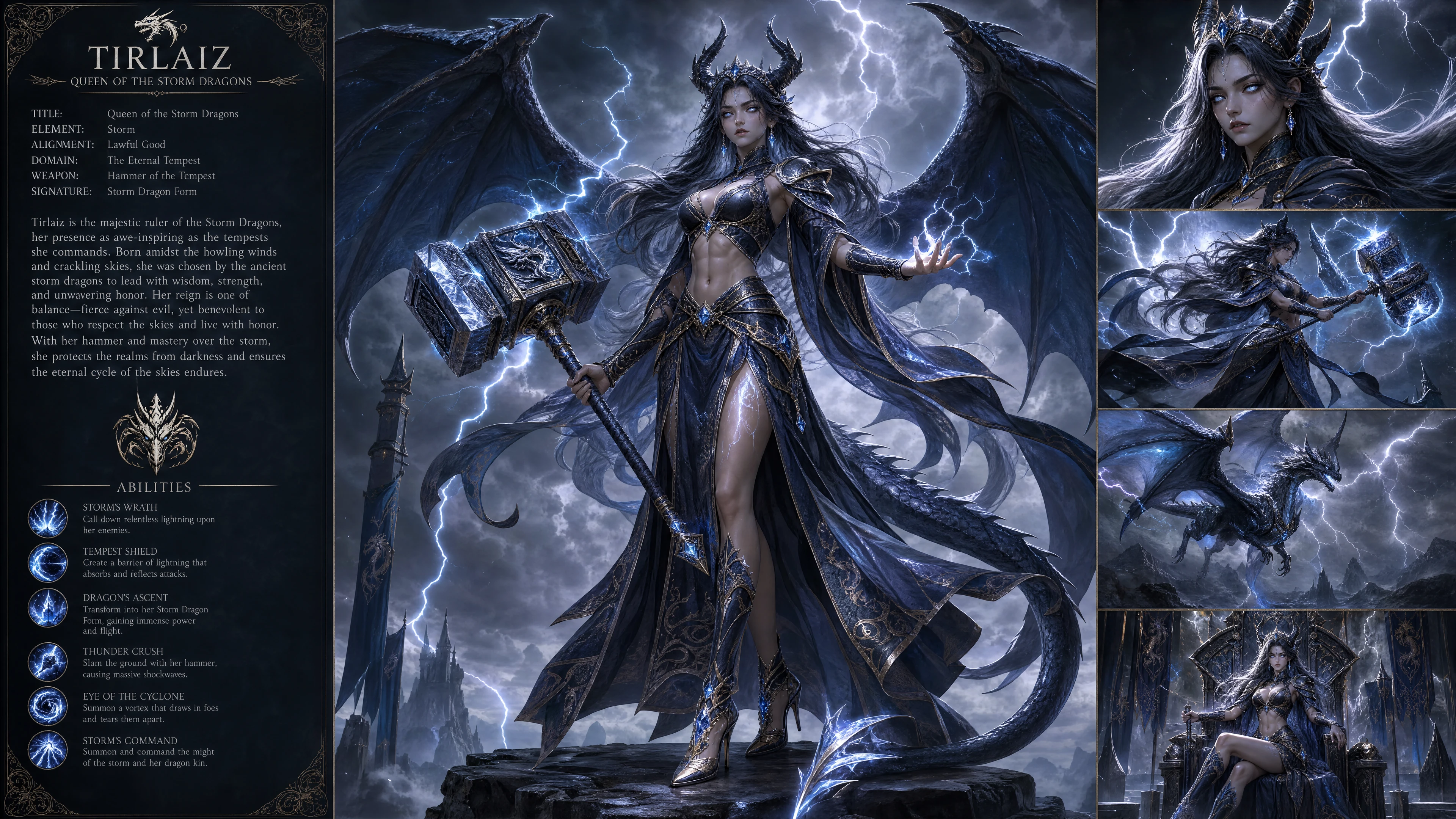 Storm dragon queen woman with hammer and wings