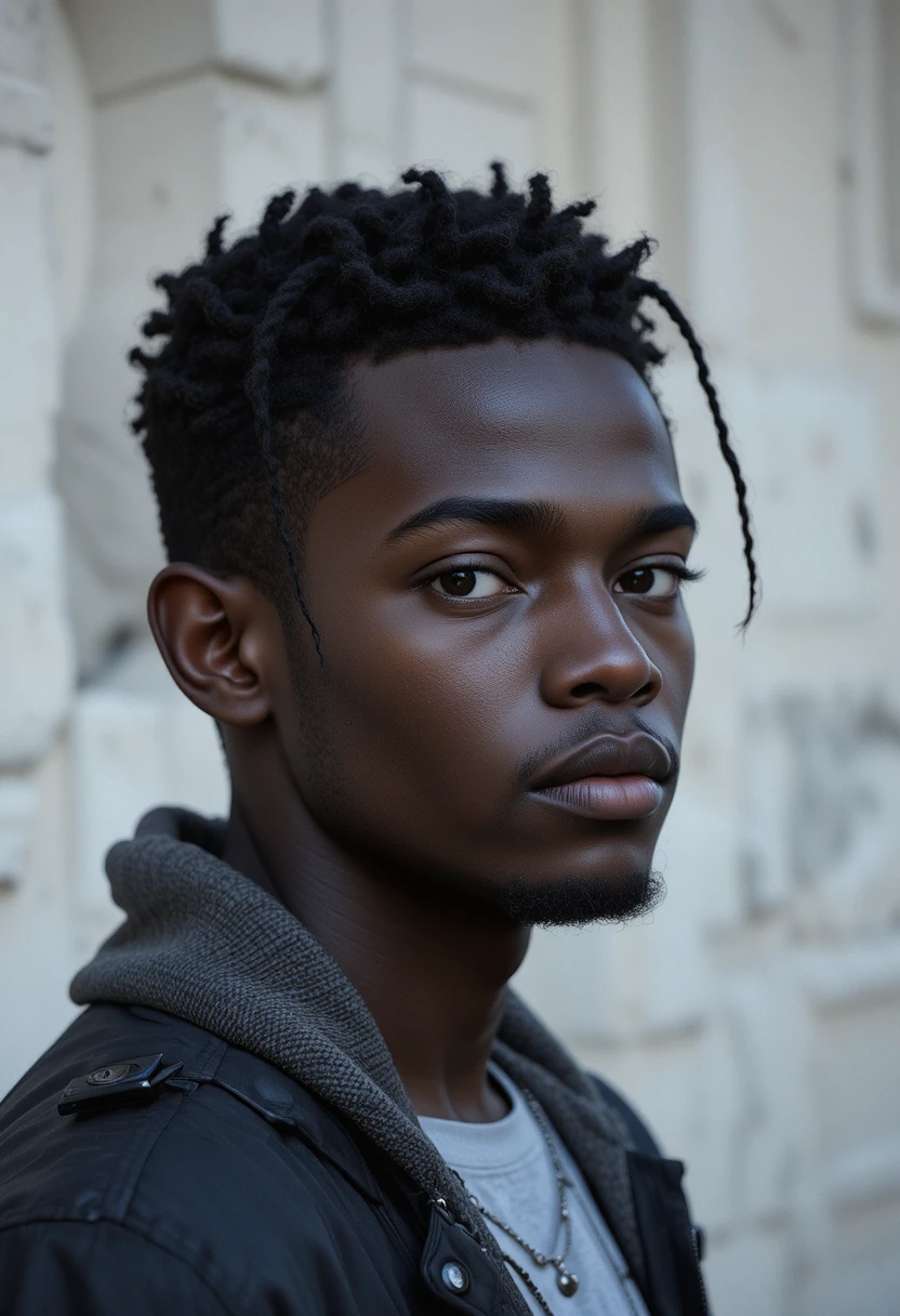 Retrato de um garoto de 15 anos com pele marfim escura