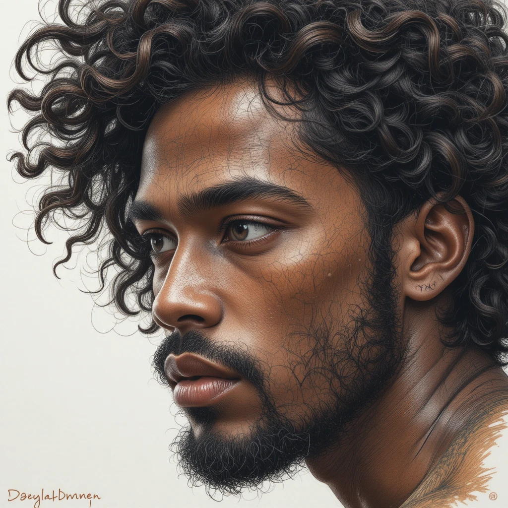 Retrato a lápices de colores de un hombre afroamericano