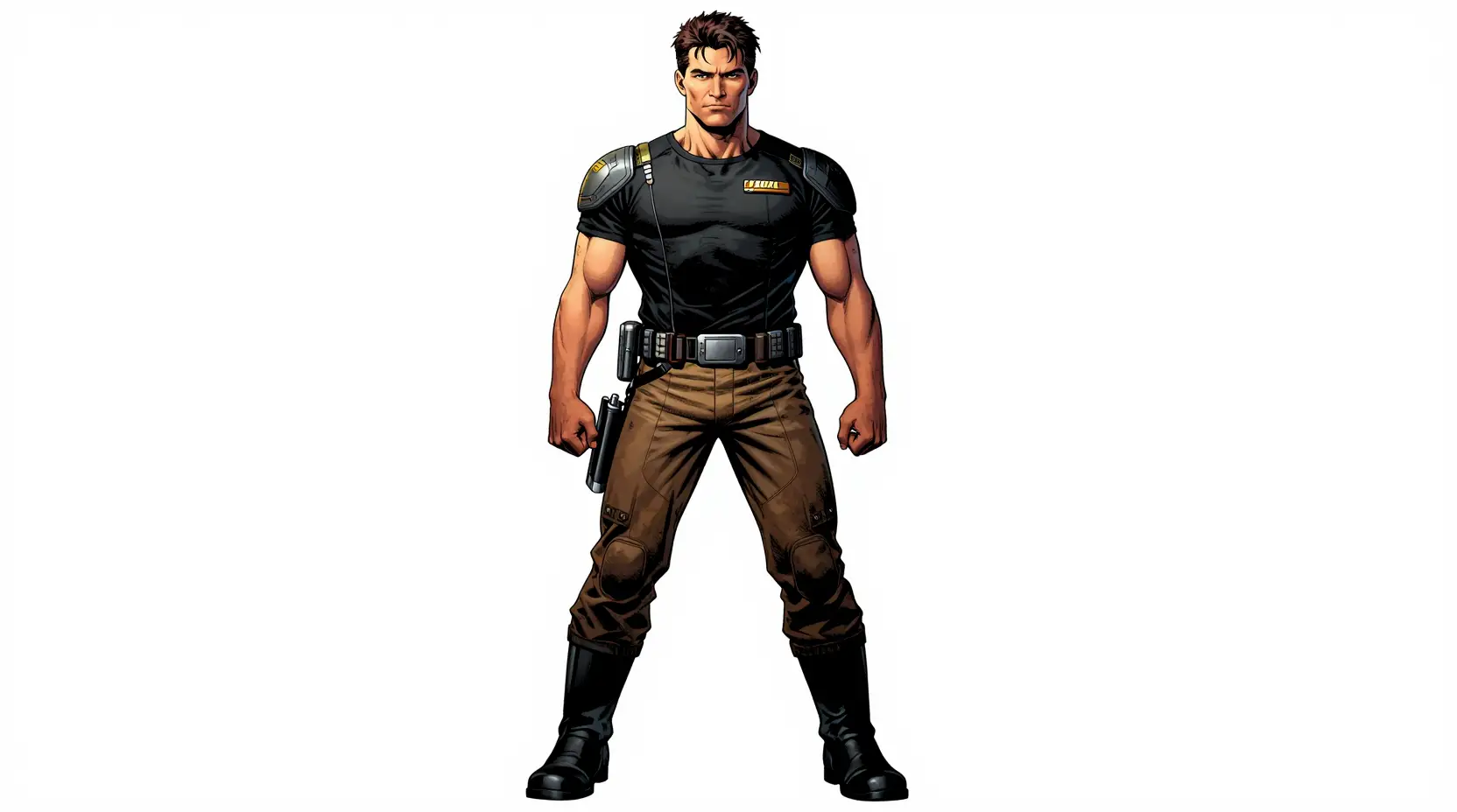 Confident Starship Captain In Futuristic Black Uniform