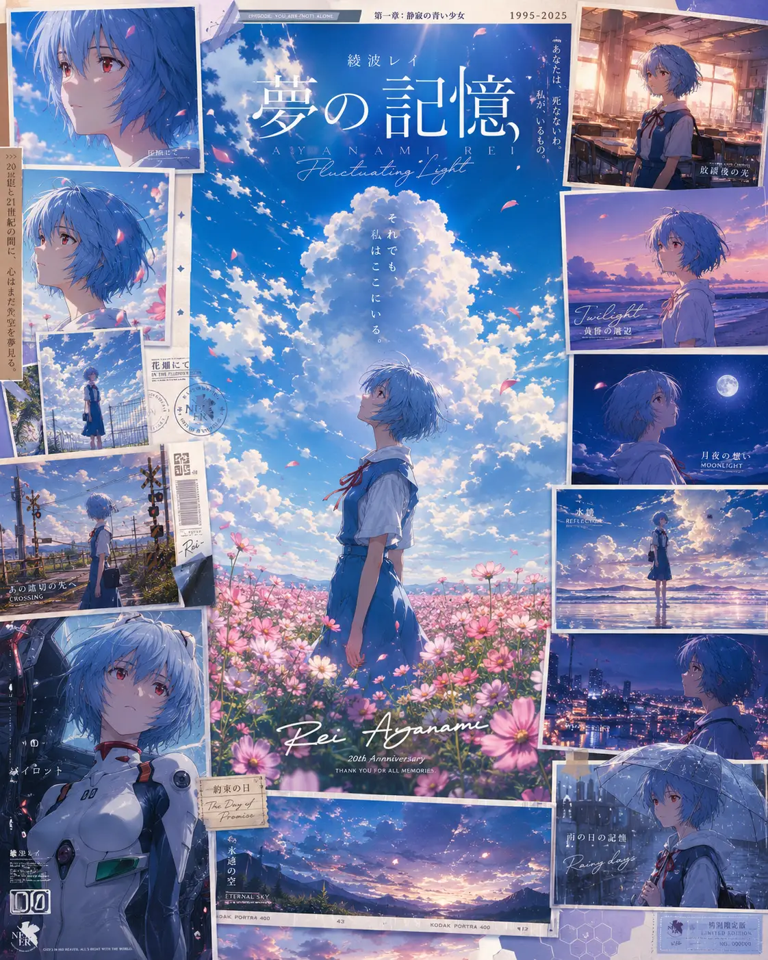 宇宙花田中的藍髮動漫少女