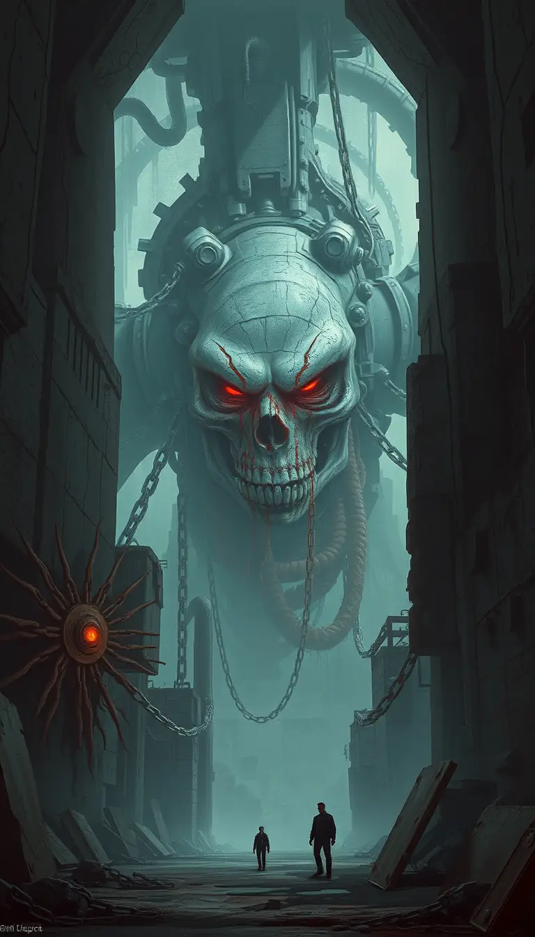 Gigantischer Titan, gefesselt in einem unterirdischen dystopischen Gefängnis