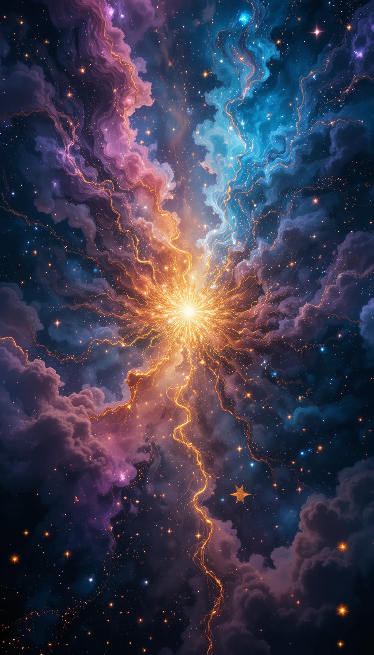 寶石色夜空中旋繞的天體星雲