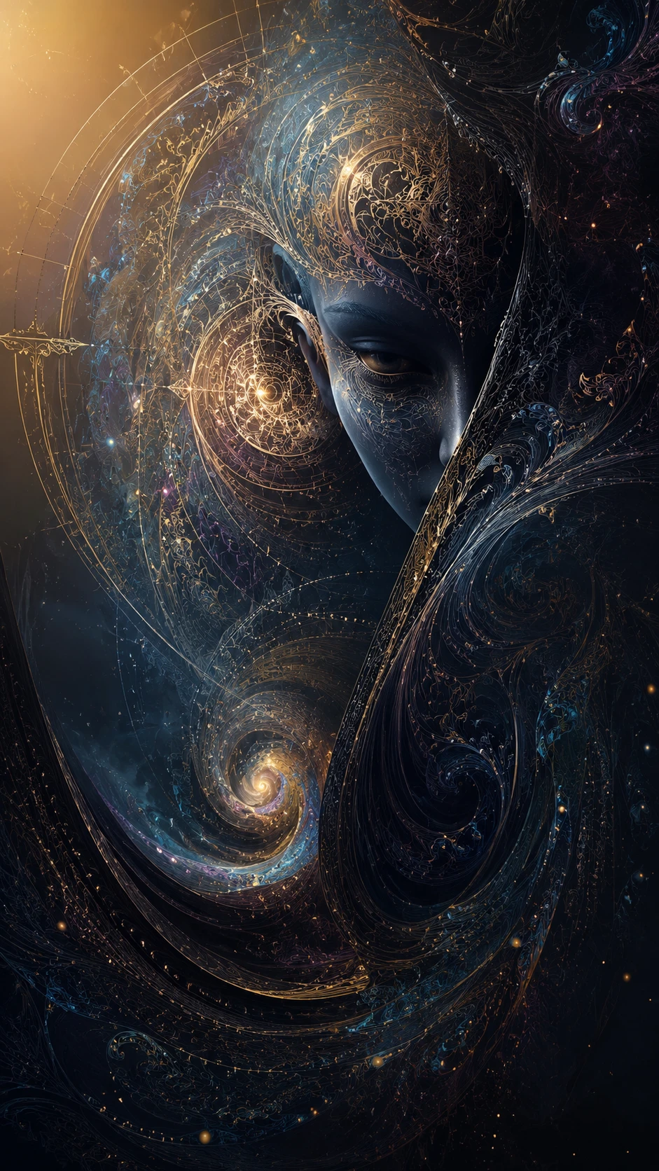 Forma abstrata emergindo sobre um fundo de gradiente suave
