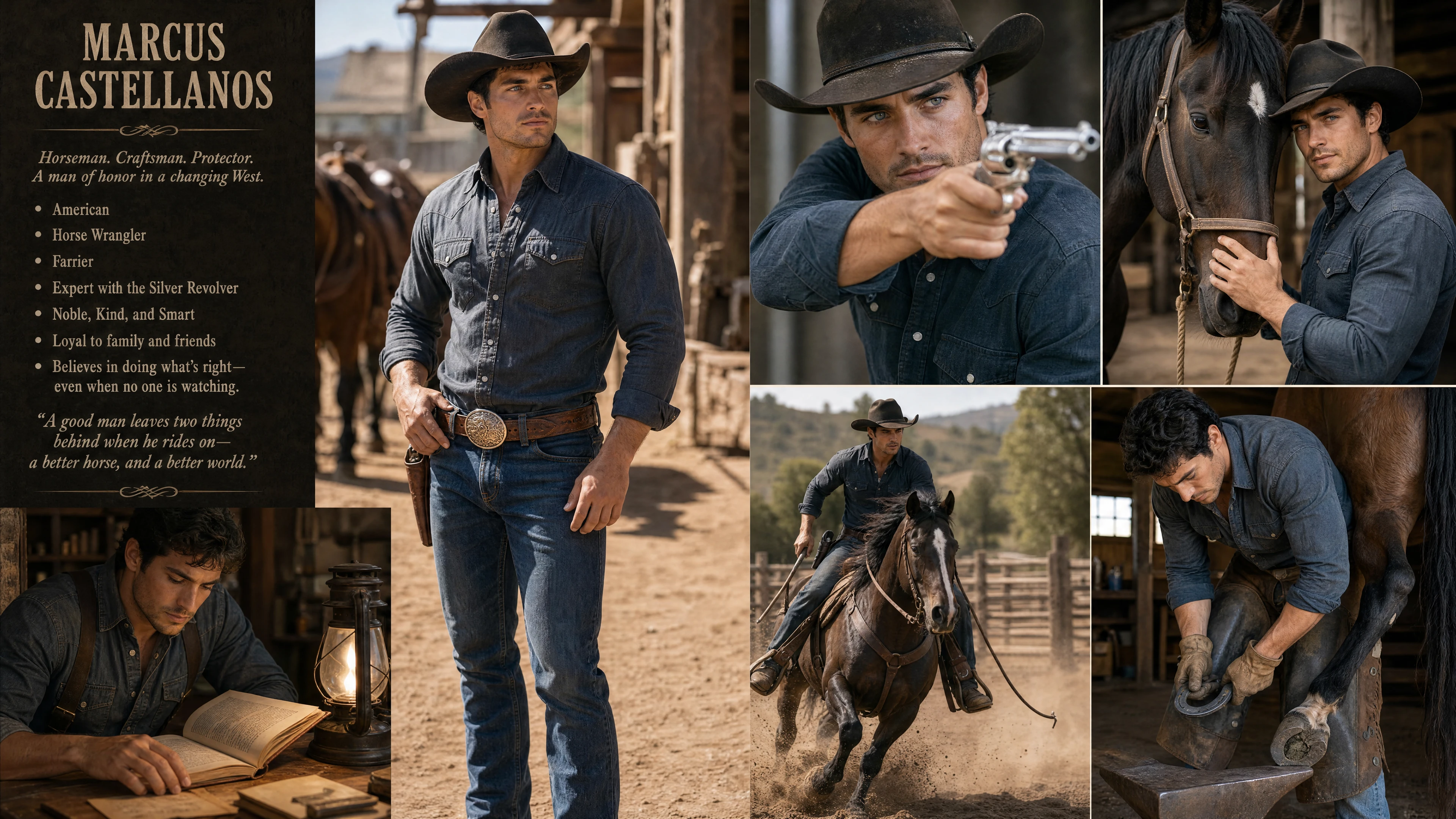 Cowboy americano com revólver em traje de rancho do Velho Oeste
