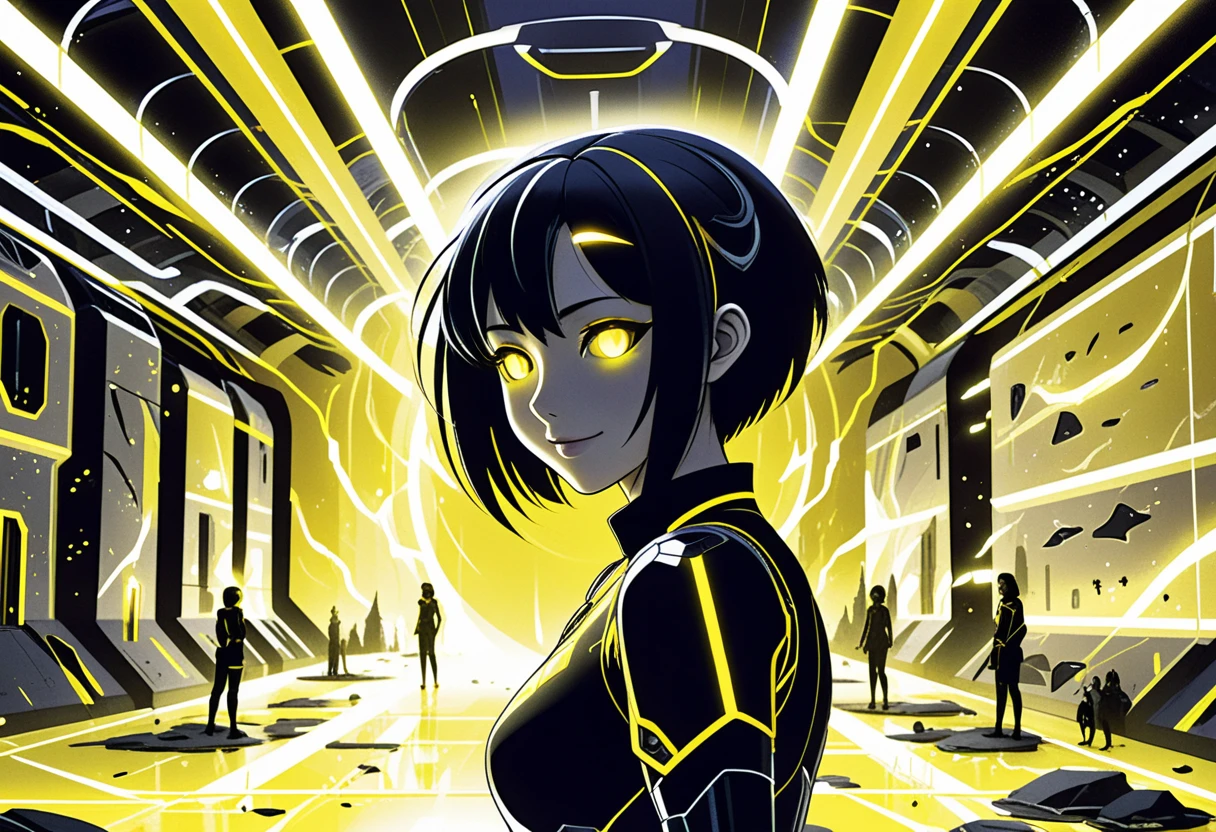 Ragazze anime in un luminoso centro di ricerca sci‑fi