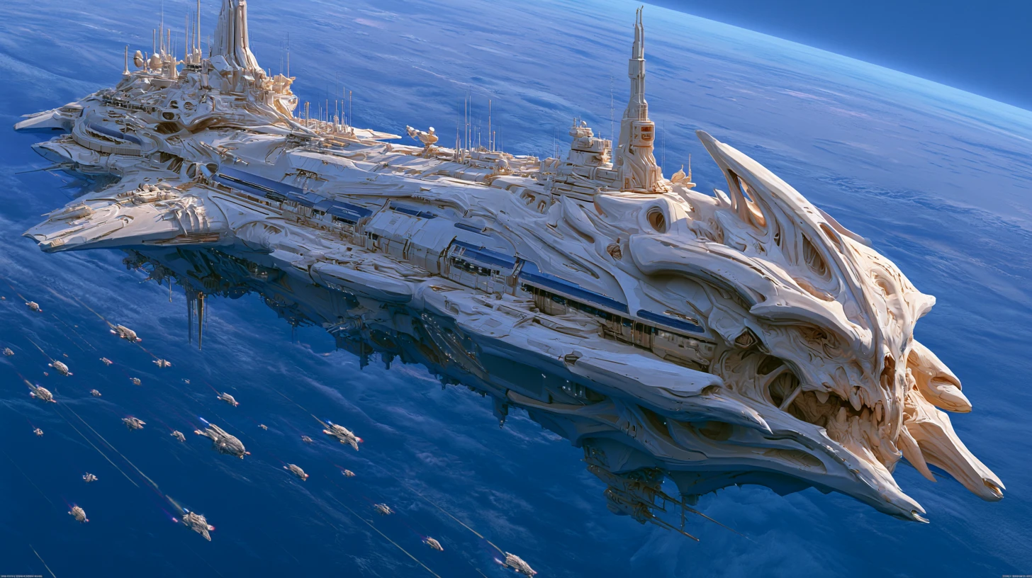 Gigantisches außerirdisches Kommandoschiff führt Invasion über blauem Planeten an