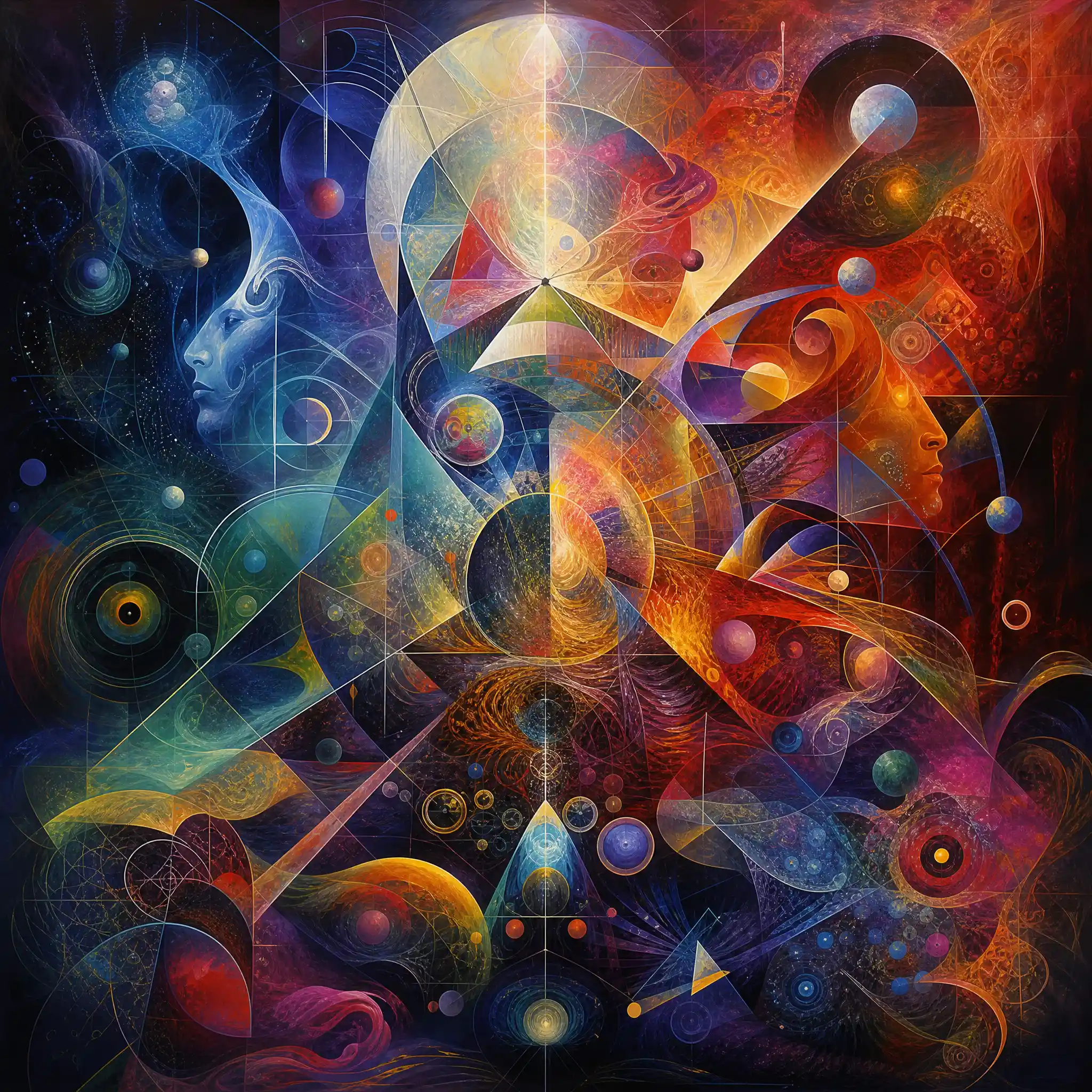 Abstract light and shadow with shifting geometric forms