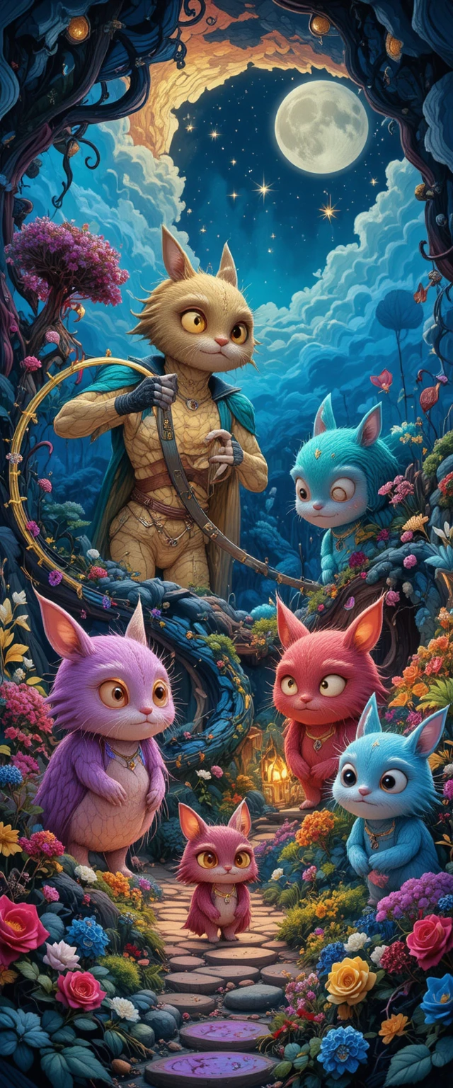 Fille 3D féerique dans une scène de village fantastique coloré