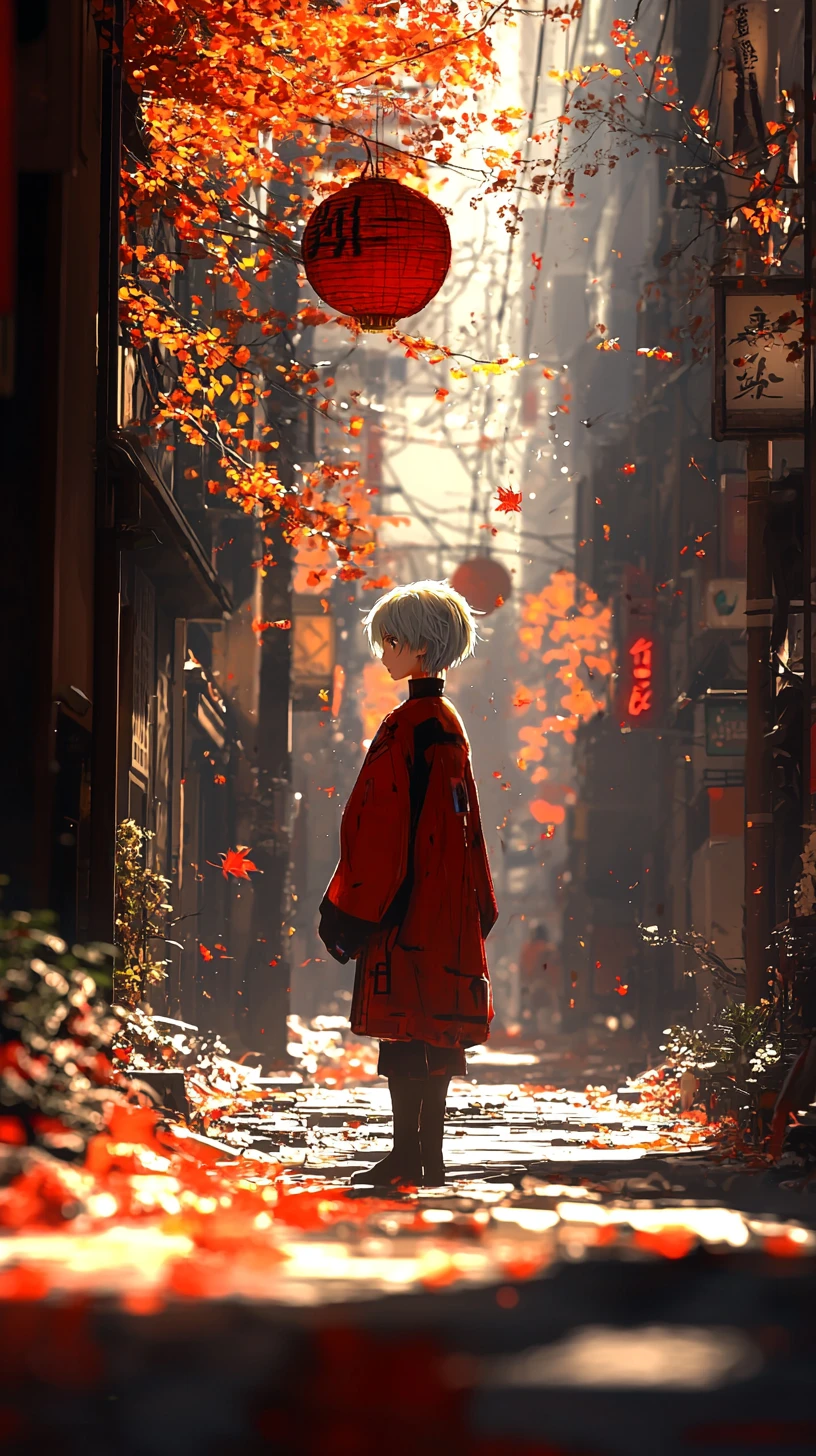 Anime girl portrait in a dramatic sunset sky