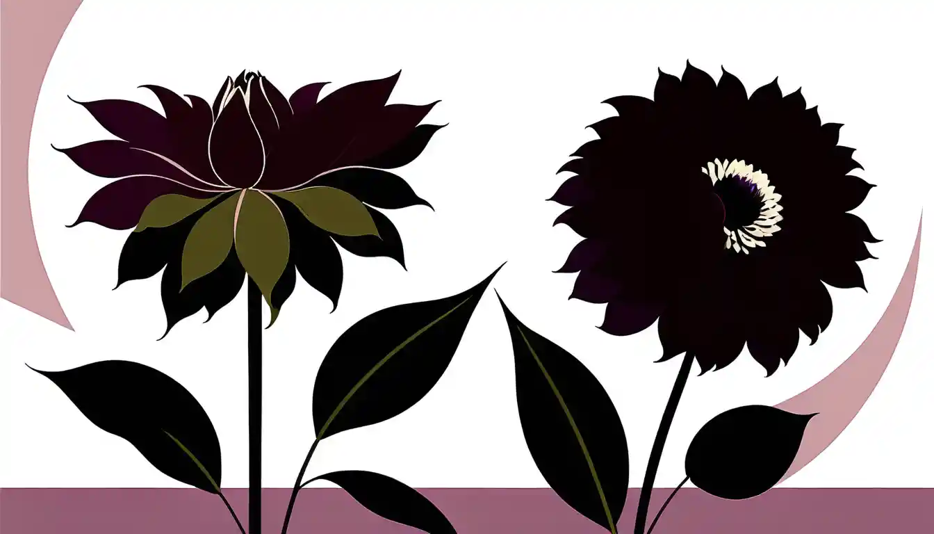 Burgundy dahlias against a soft plum and mauve abstract background