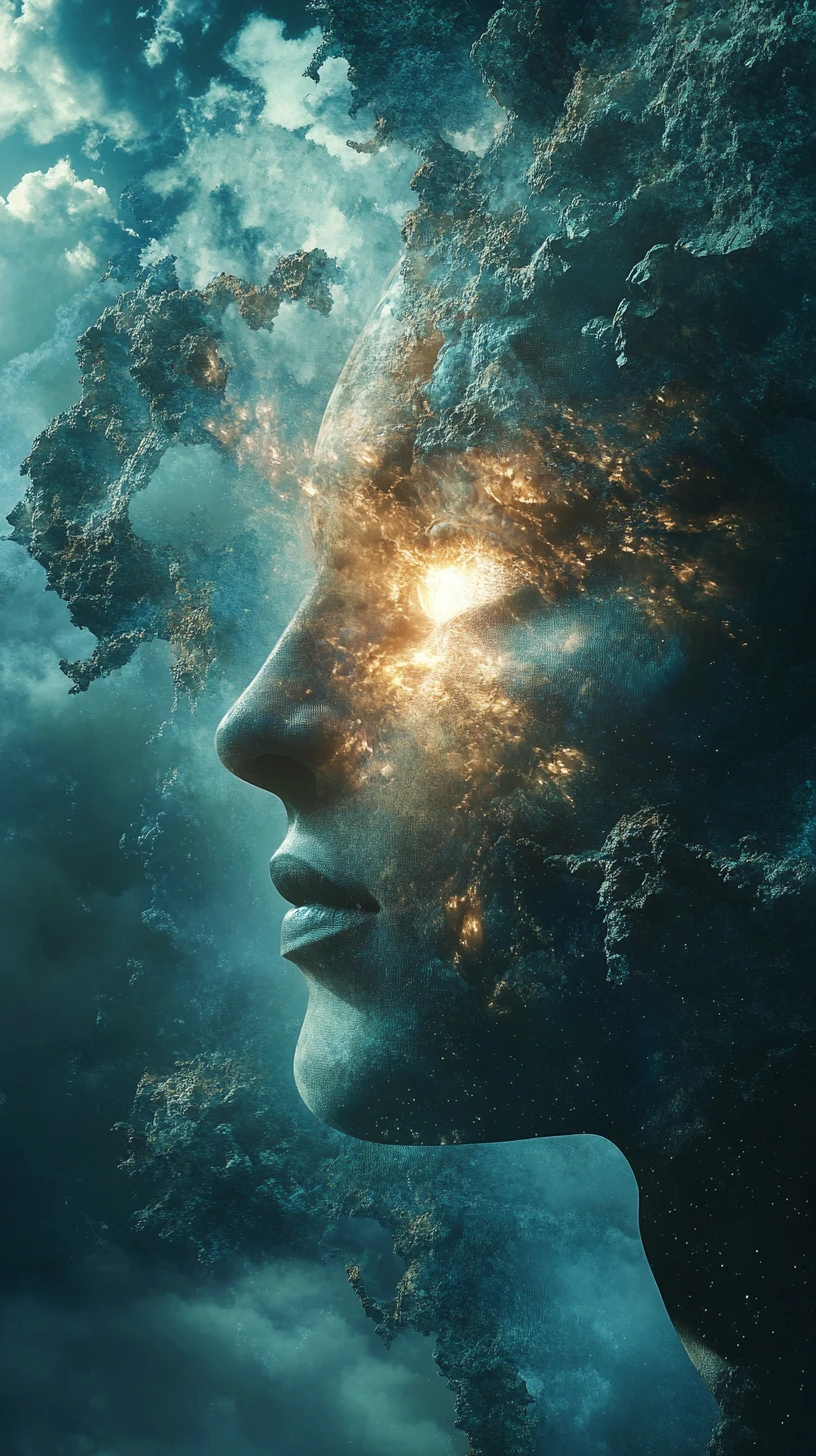 Visione surreale di un raggio ultraleggero in un paesaggio onirico divino