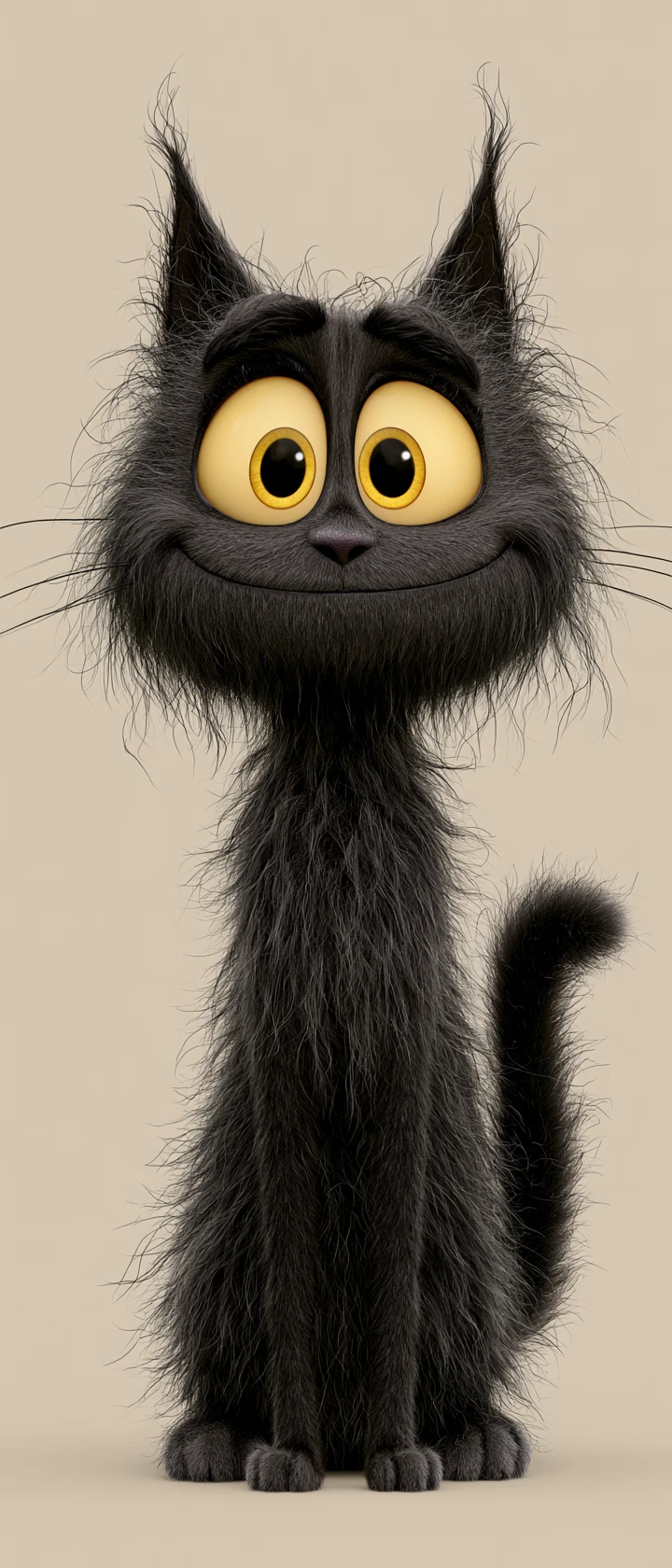 Chat noir de dessin animé joueur sur un fond neutre