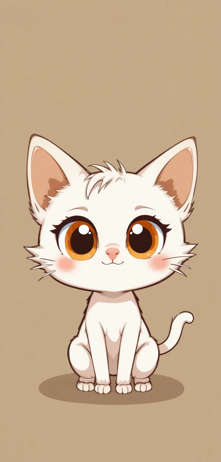 Adorable chat blanc de dessin animé aux grands yeux orange