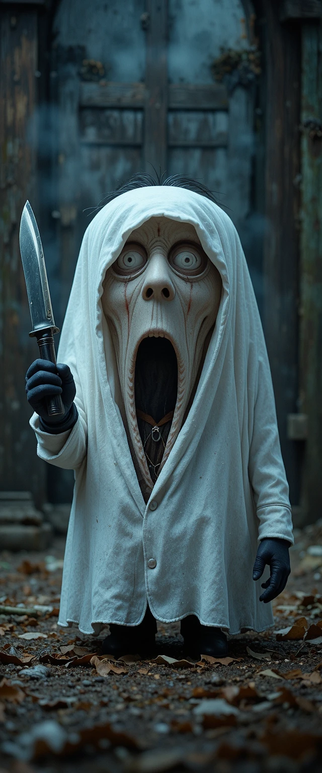 Cartoon-Minions als geisterhafter Killer mit Messer