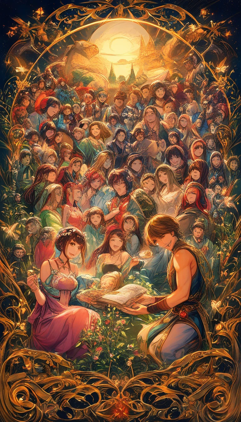 Midsummer wreath celebration at sunrise in the countryside