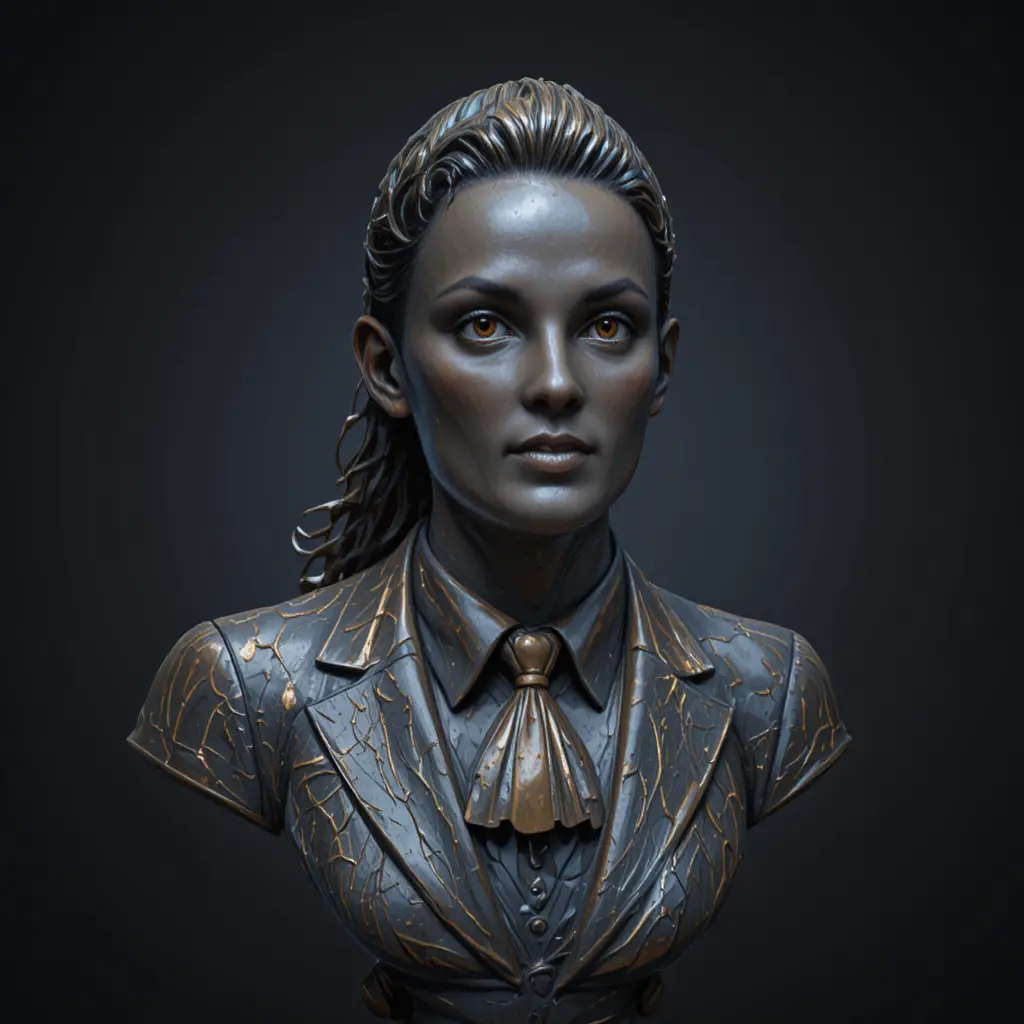 Dramatic bronze bust of a contemplative distinguished man